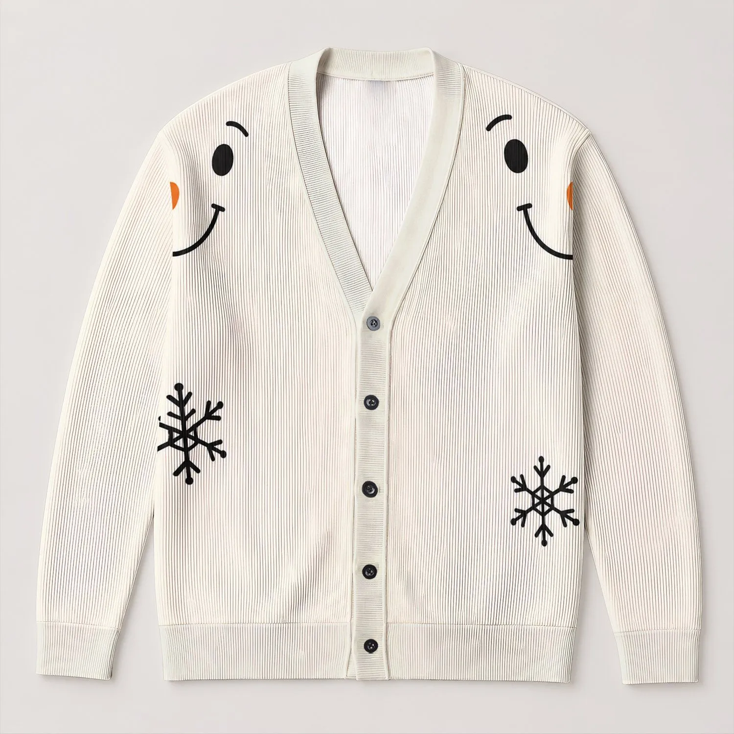 Snowman Snowflake Winter Cheer for Cozy Holiday Layering, Youthful Seasonal Style All-over Print Knitted Cardigan - 1