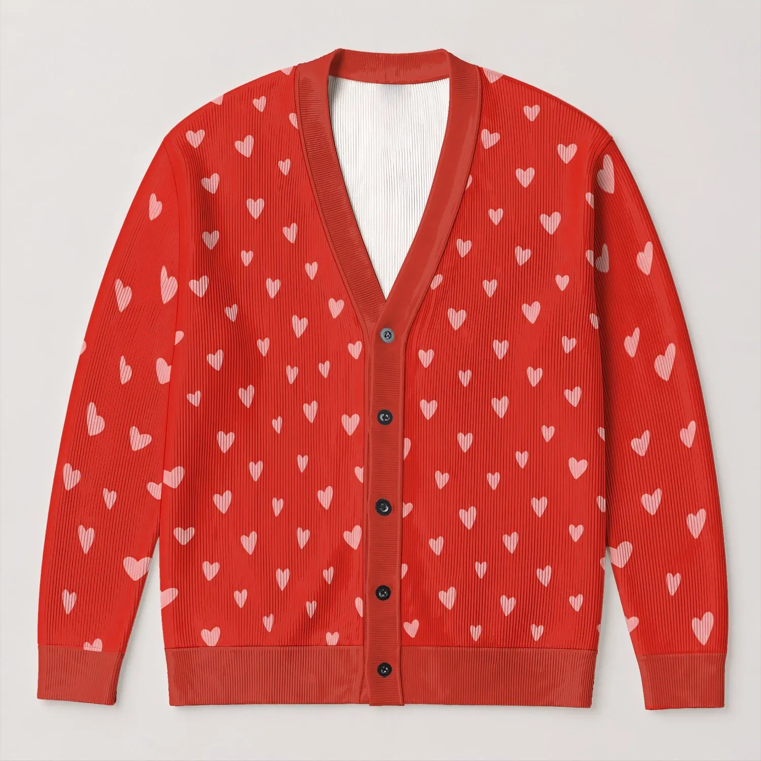 Pink Heart Valentine Romance for Cozy Autumn Layering and Everyday Women's Style Look All-over Print Knitted Cardigan - 1