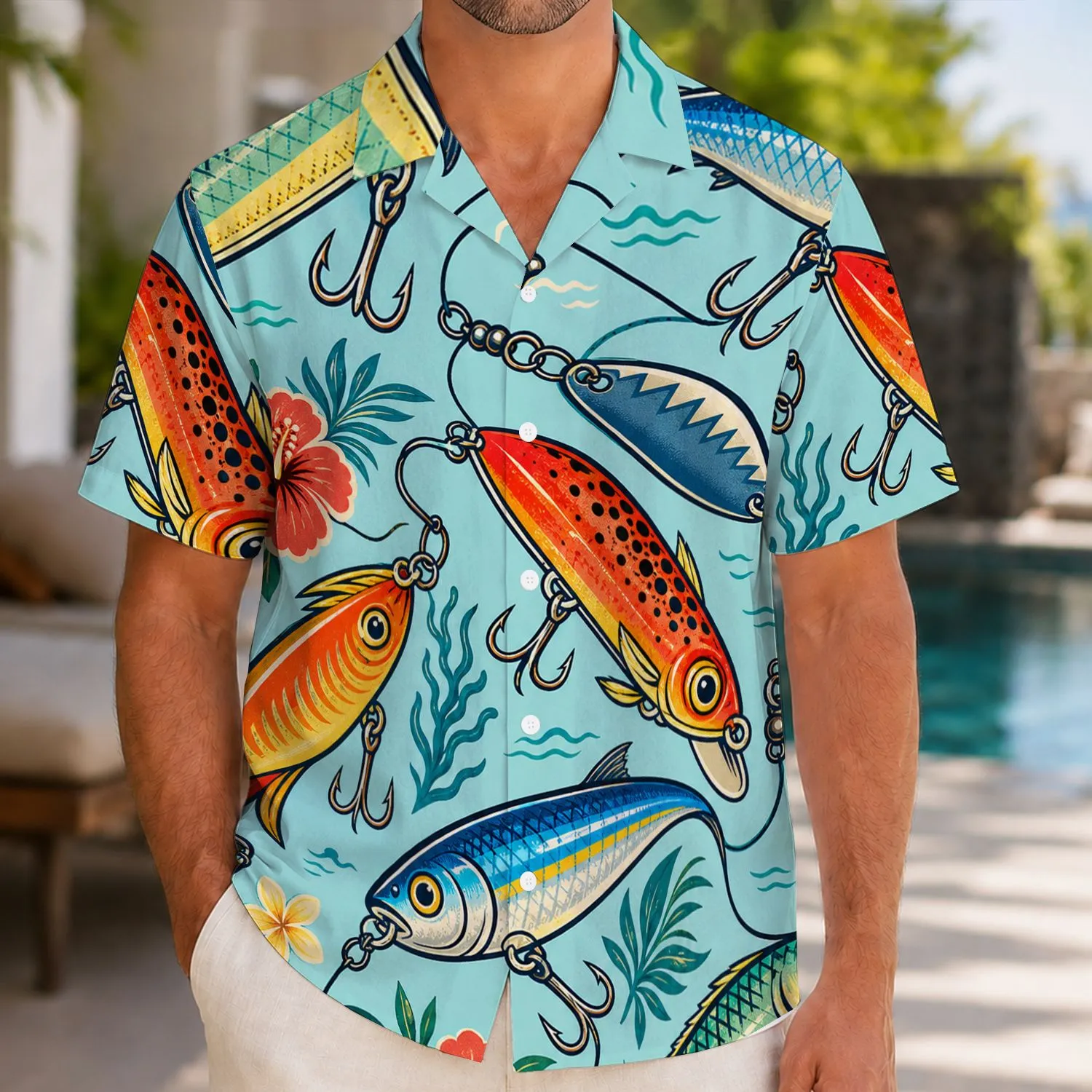 Colorful Fishing Lures And Tropical Fish For Beach Vacations, Anglers, And Summer Getaways Hawaiian Shirt - 1