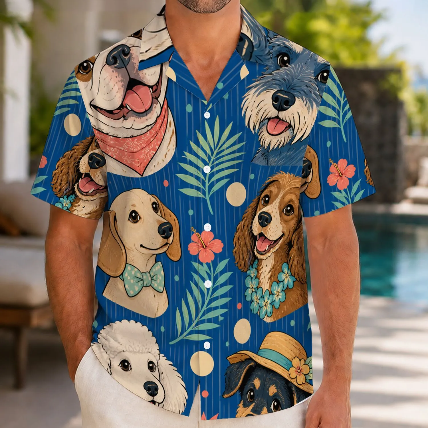 Dapper Dog Beach Companions for Sunny Vacations, Weekend Resort Trips, and Cruises Hawaiian Shirt - 1