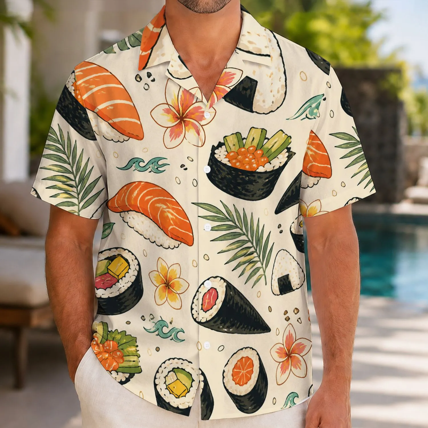 Sushi Roll Island Style for Beach Vacations and Summer Dining Gift for Food Lovers Hawaiian Shirt - 1