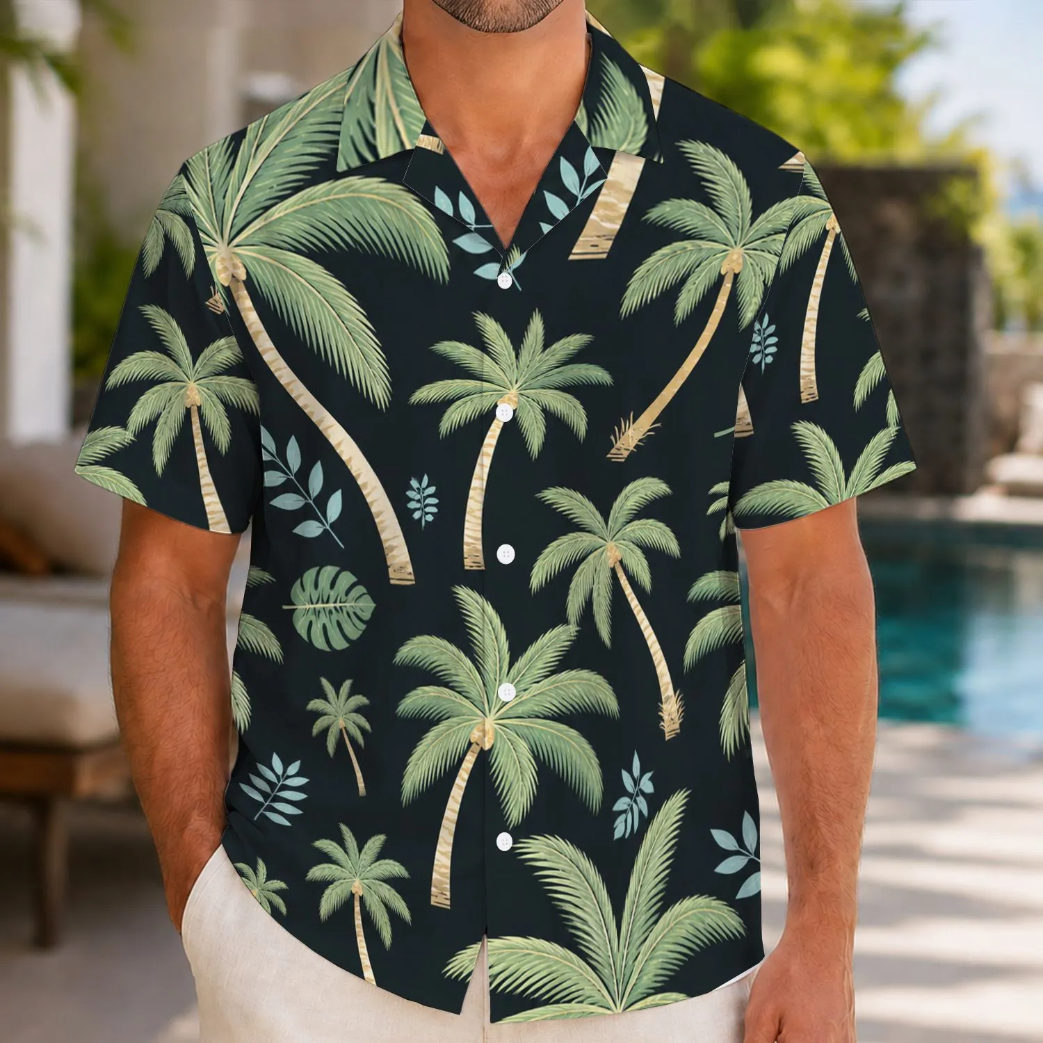 Mint Palm Tree Escape for Beach Holidays and Island Weekends, Relaxed Summer Style Hawaiian Shirt - 1