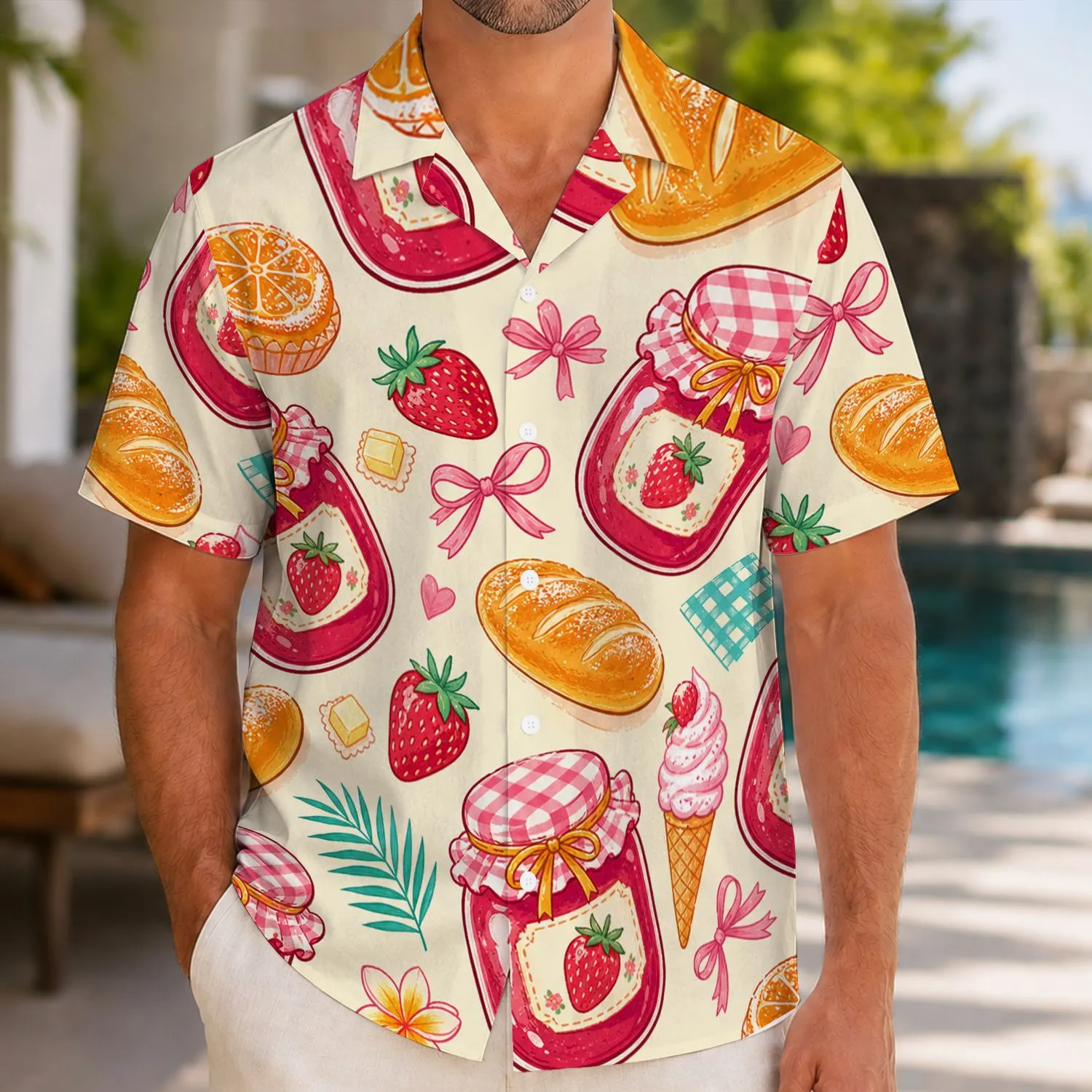 Strawberry Jam And Picnic Treats For Sunny Vacations And Weekend Island Getaways Hawaiian Shirt - 1