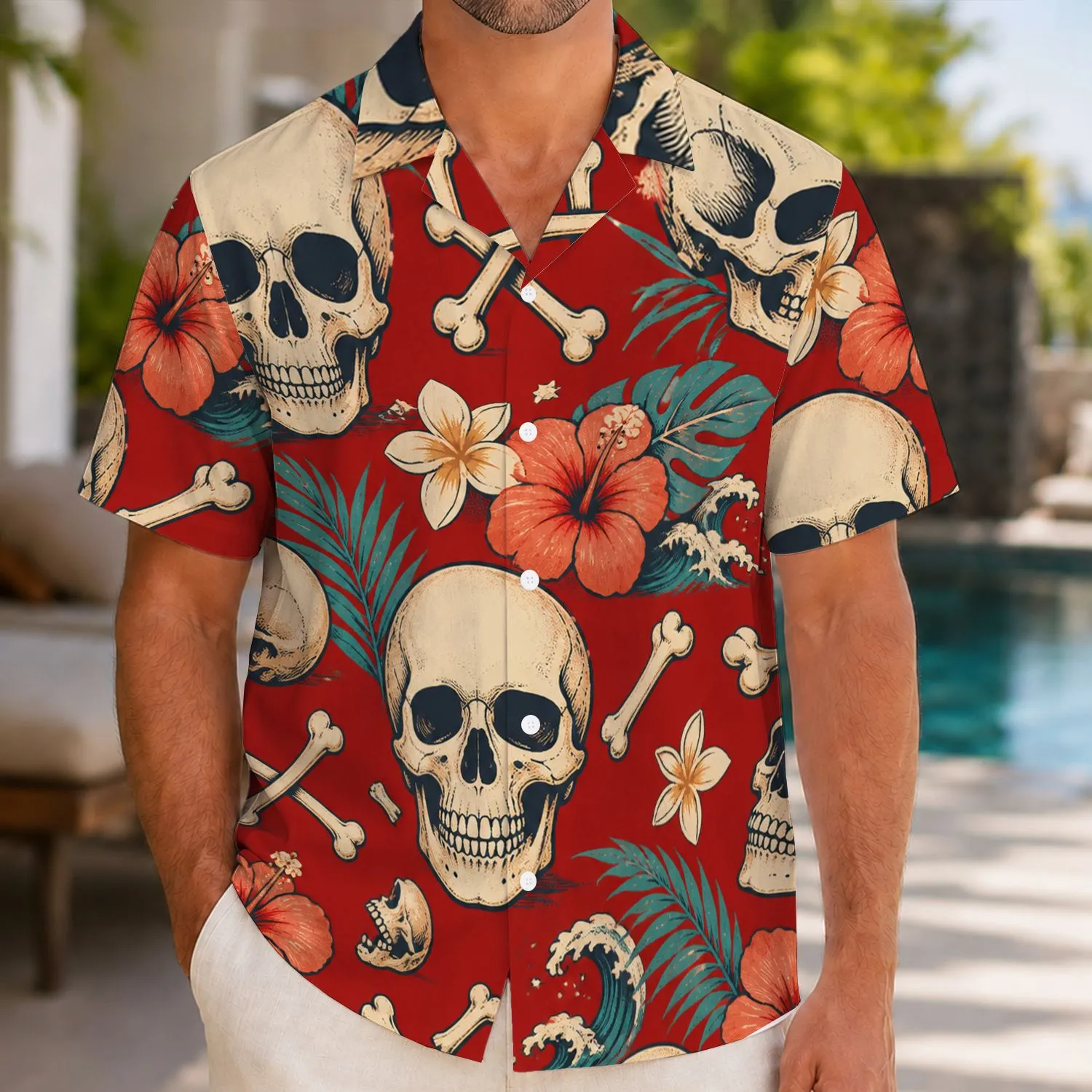 Vintage Skull Island Bones Aloha Style for Beach Parties, Festivals, and Rock Fans Hawaiian Shirt - 1