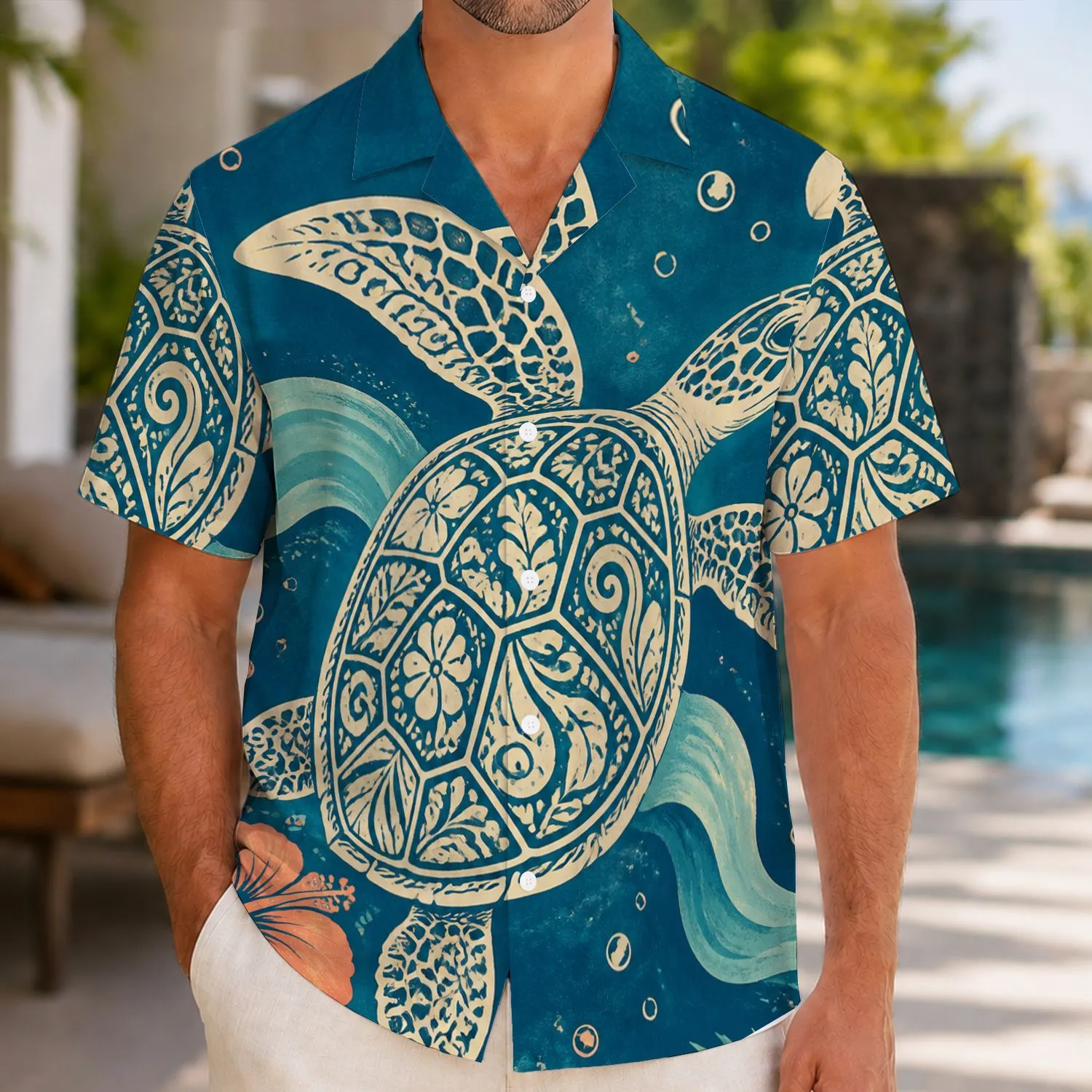 Sea Turtle Ocean Waves For Tropical Beach Holidays And Island Vacation Getaways Hawaiian Shirt - 1