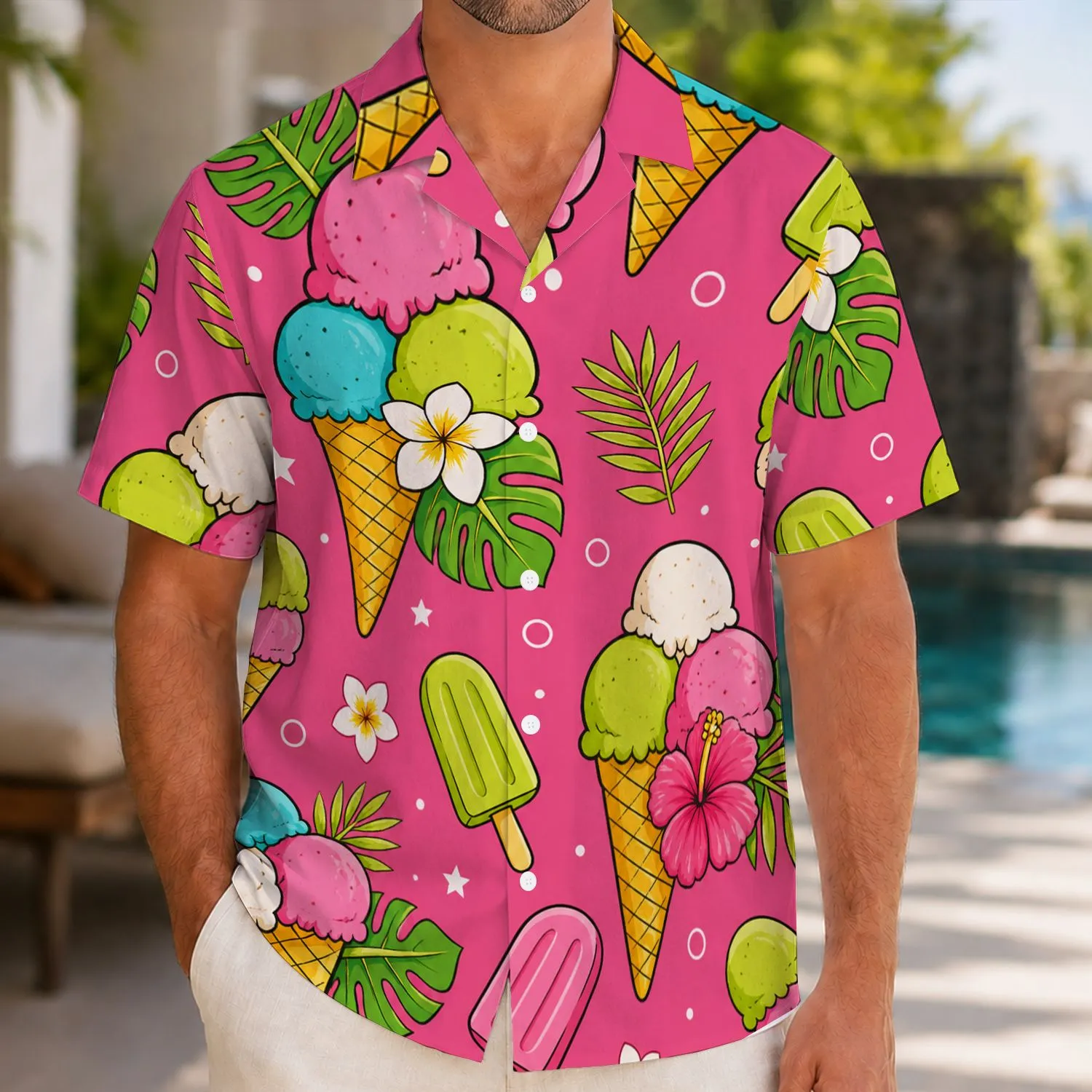 Colorful Ice Cream Cones and Popsicles for Sunny Beach Holidays and Summer Parties Hawaiian Shirt - 1