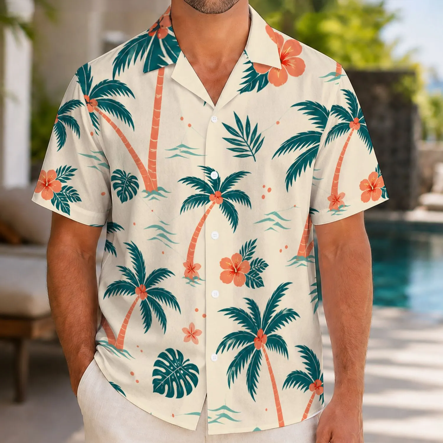 Teal Palm Tree Vacation Style For Beach Getaways, Island Travel, And Summer Holidays Hawaiian Shirt - 1