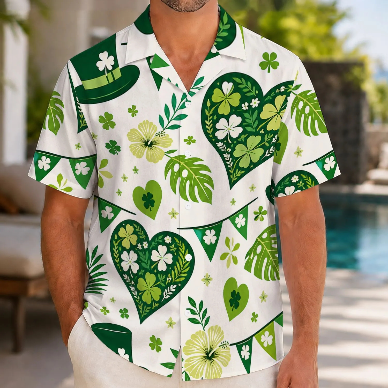 Green Hearts, Clover Top Hats And Festive Bunting For St. Patrick’s Day Celebrations Hawaiian Shirt - 1