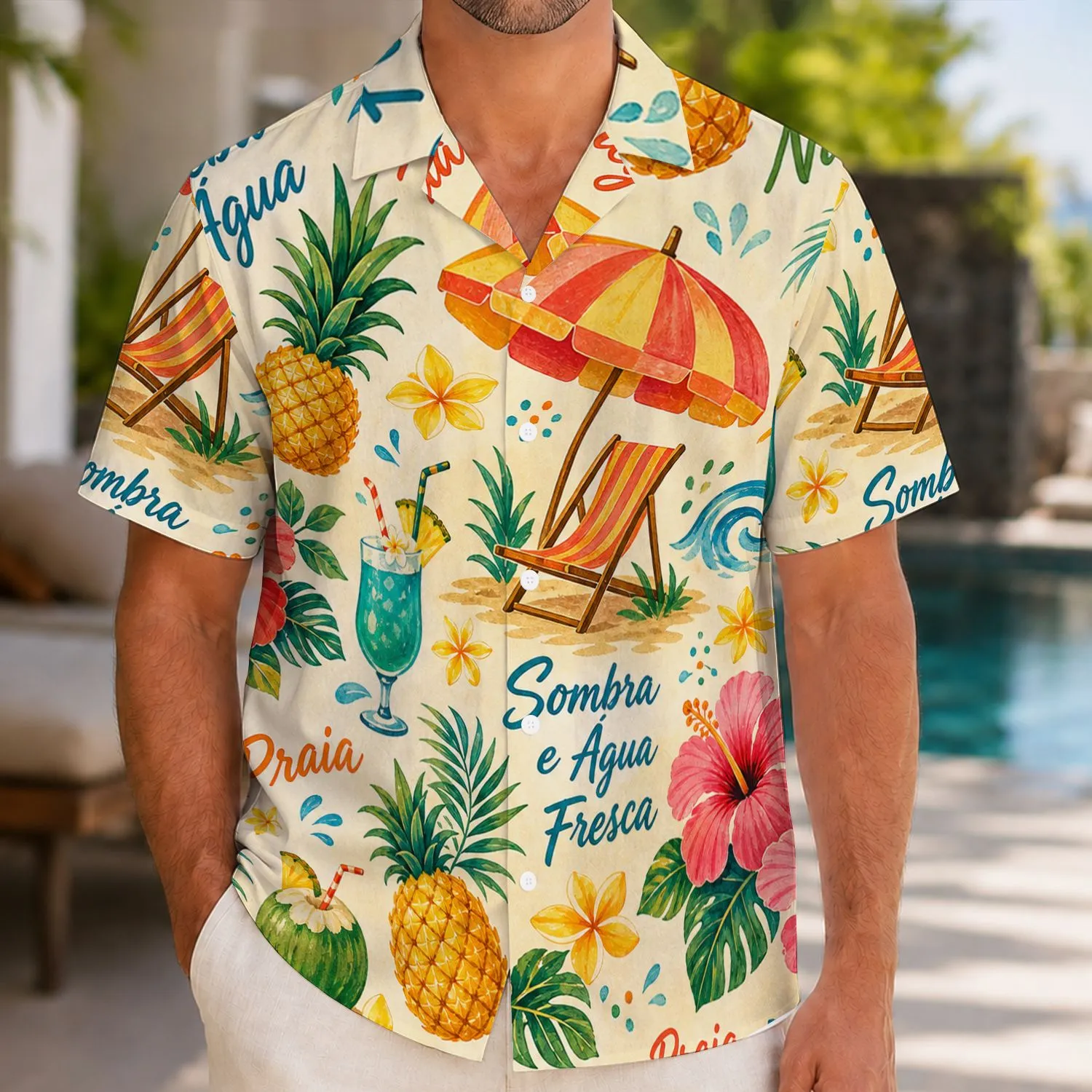 Tropical Beach Icons And Hibiscus Scenes For Resort Holidays And Outdoor Escapes Hawaiian Shirt - 1