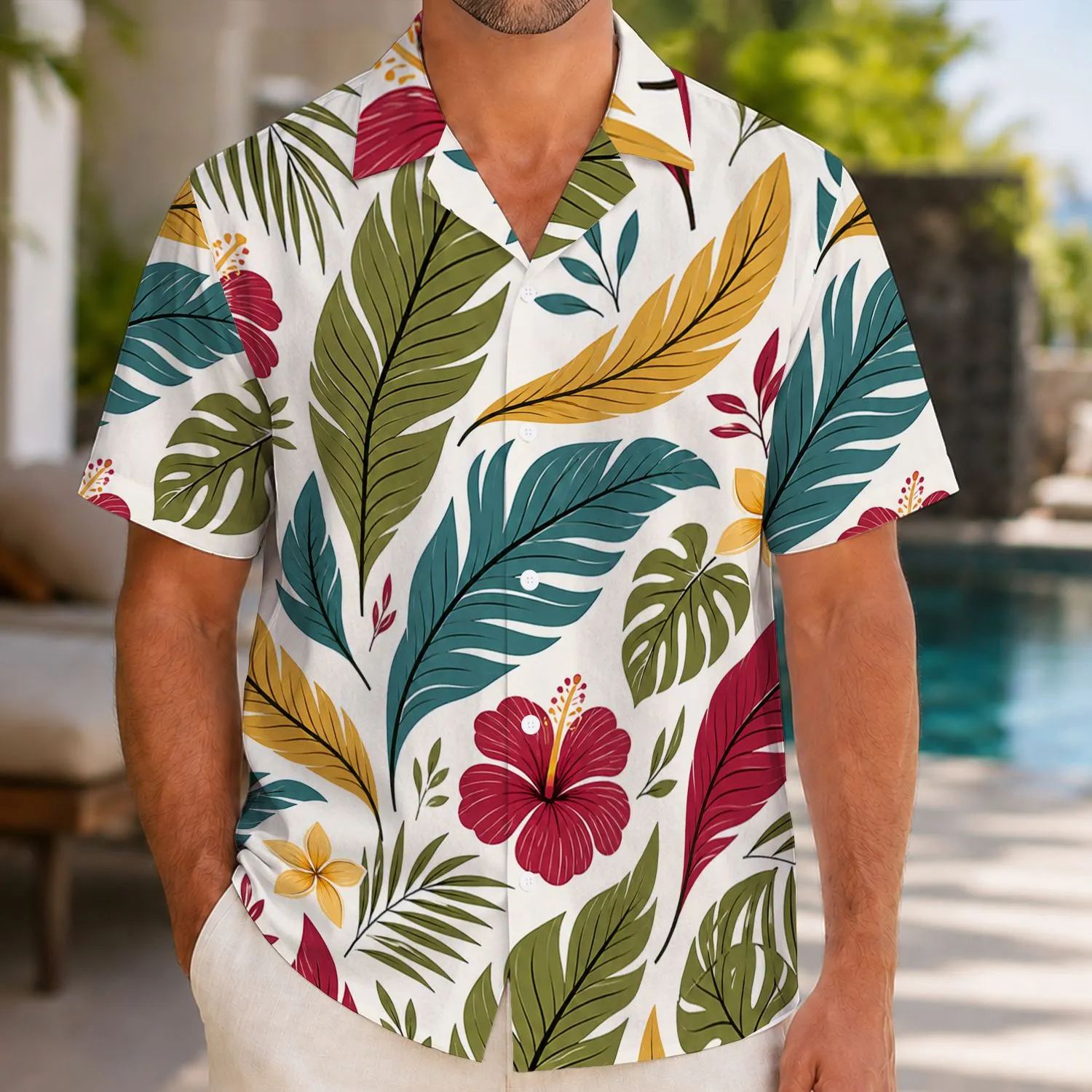 Tropical Leaf Rhythm for Sunny Beach Getaways and Relaxed Resort Weekends for Men Hawaiian Shirt - 1