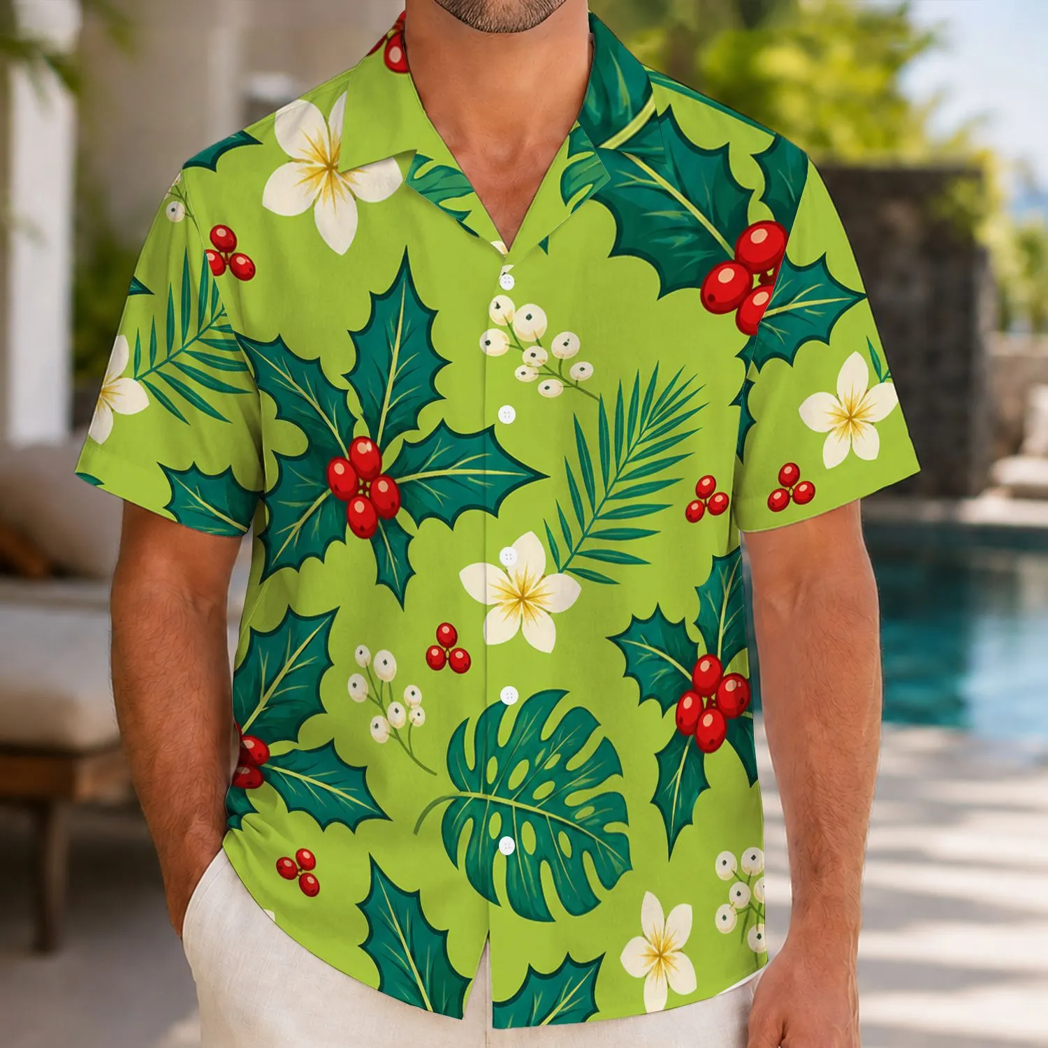 Red Holly Berry Holiday Style For Christmas Gatherings And Tropical Fun Getaways Hawaiian Shirt - 1
