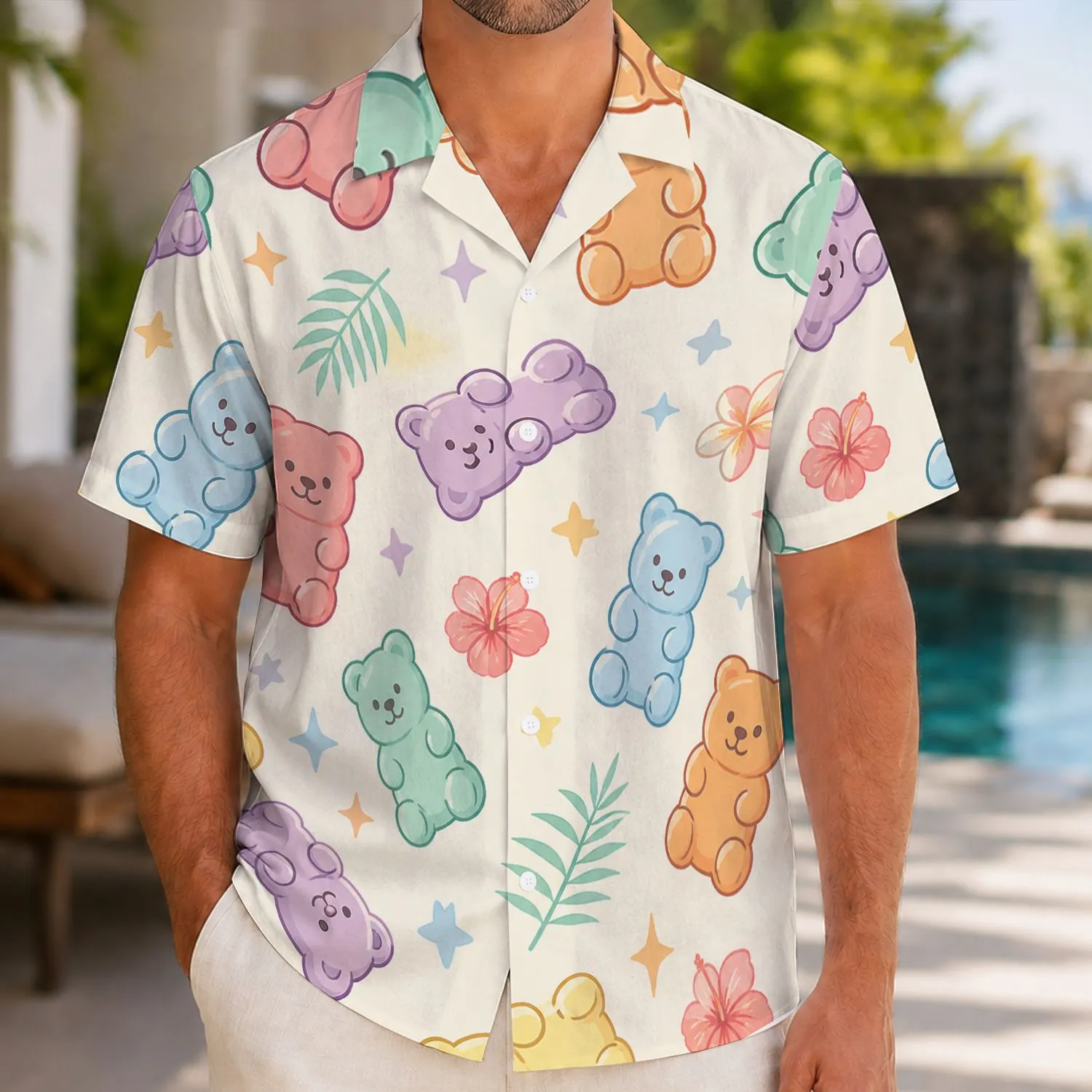 Pastel Candy Bear Motifs for Beach Vacations, Summer Parties and Playful Gifts Hawaiian Shirt - 1