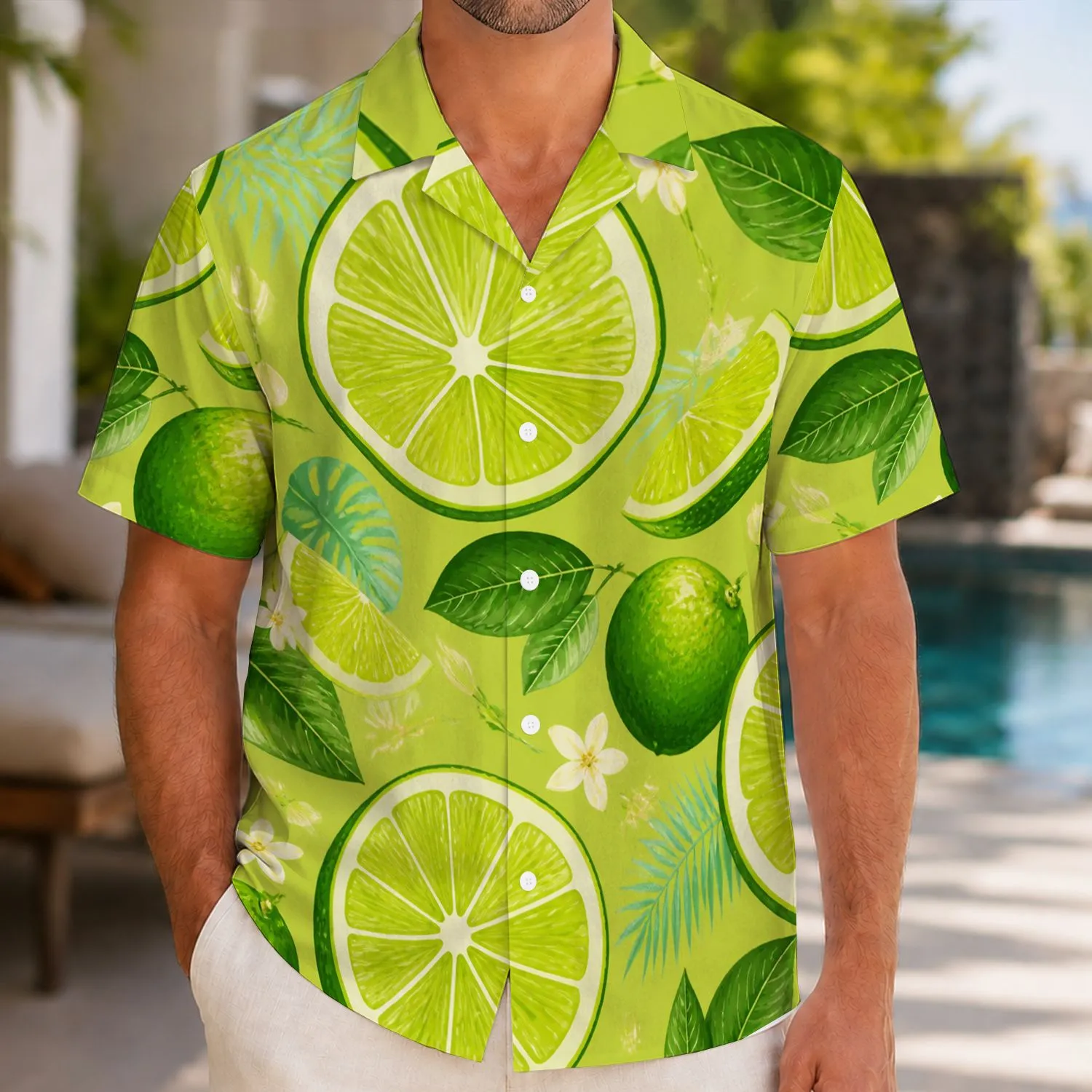 Lime Citrus Slice Resort Style for Summer Vacations, Casual Island Days, Fruit Lovers Hawaiian Shirt - 1