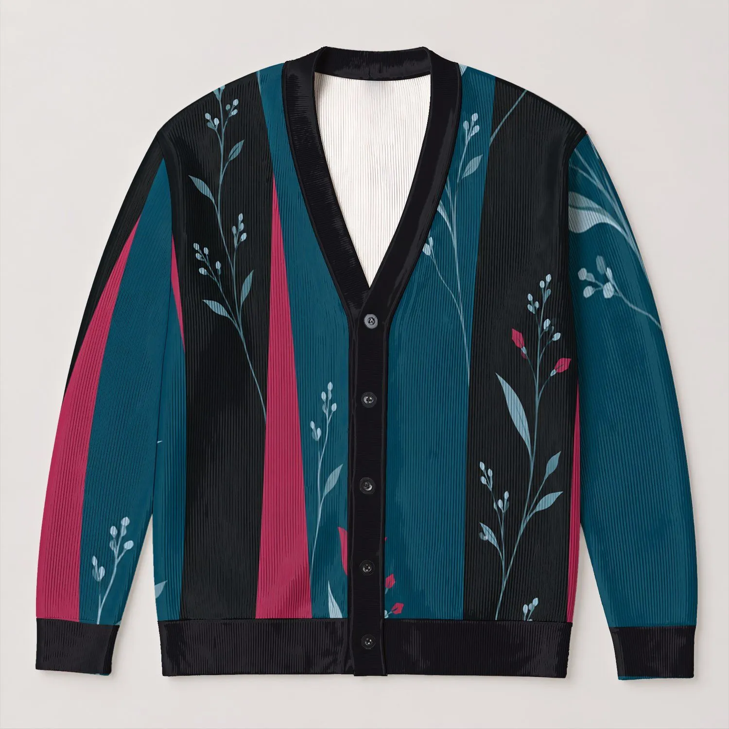 Anna Nordic Floral Motifs for Fairytale Cosplay and Halloween Costume Styling All-over Print Knitted Cardigan - 1