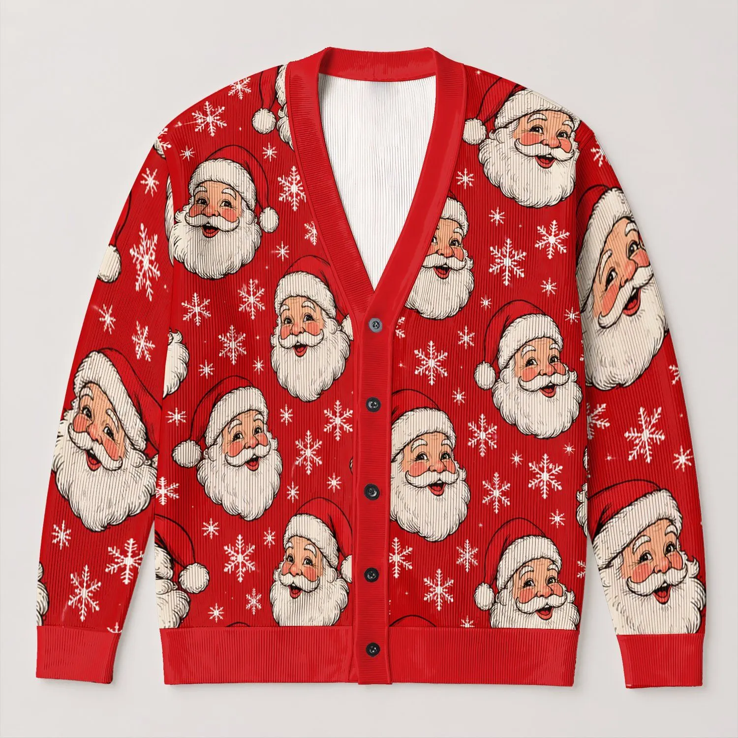 Santa Claus Snowflakes For Cozy Holiday Gatherings And Festive Winter Vacation Style All-over Print Knitted Cardigan - 1