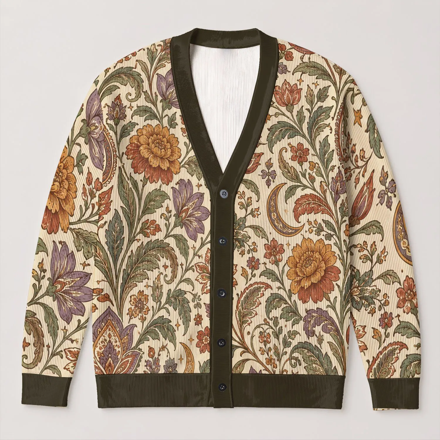 Bohemian Paisley Floral Autumn Layering For Vacation Travel And Everyday Elegance All-over Print Knitted Cardigan - 1