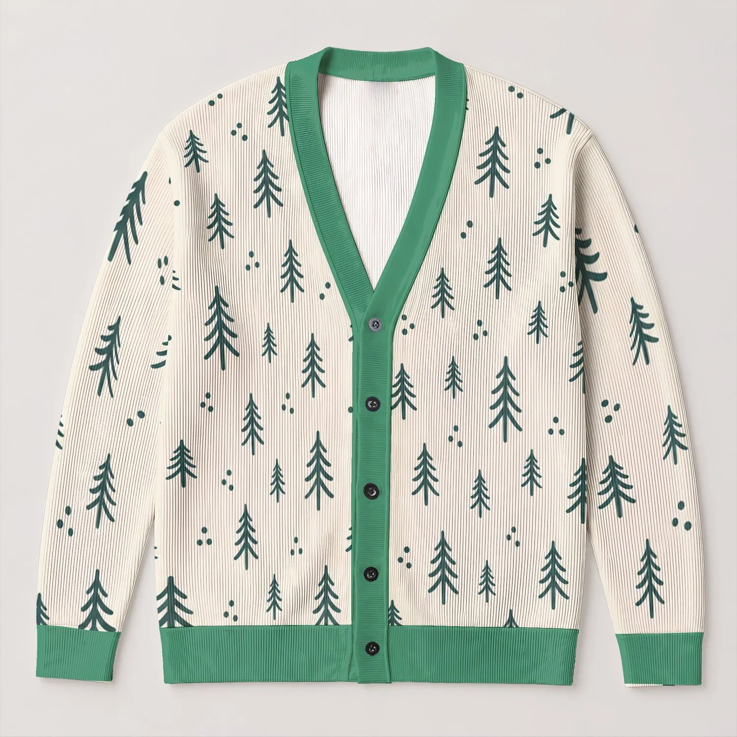 Teal Evergreen Trees for Cozy Winter Holiday Layering and Everyday Outdoor Lovers All-over Print Knitted Cardigan - 1
