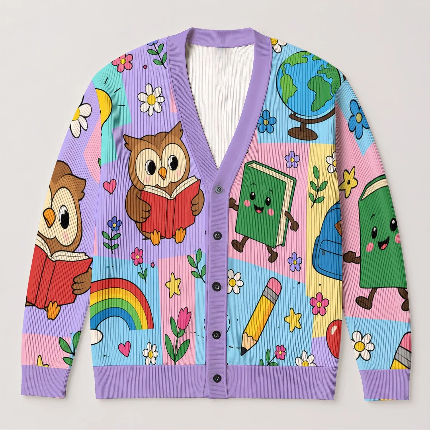The Very Hungry Caterpillar Reading Classroom Storytime Gift for Teachers and Kids All-over Print Knitted Cardigan - 1