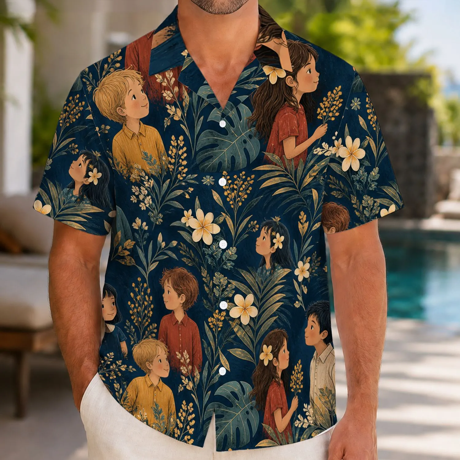 Whimsical Meadow Children Motif for Resort Vacations, Family Days, and Island Getaways Hawaiian Shirt - 1