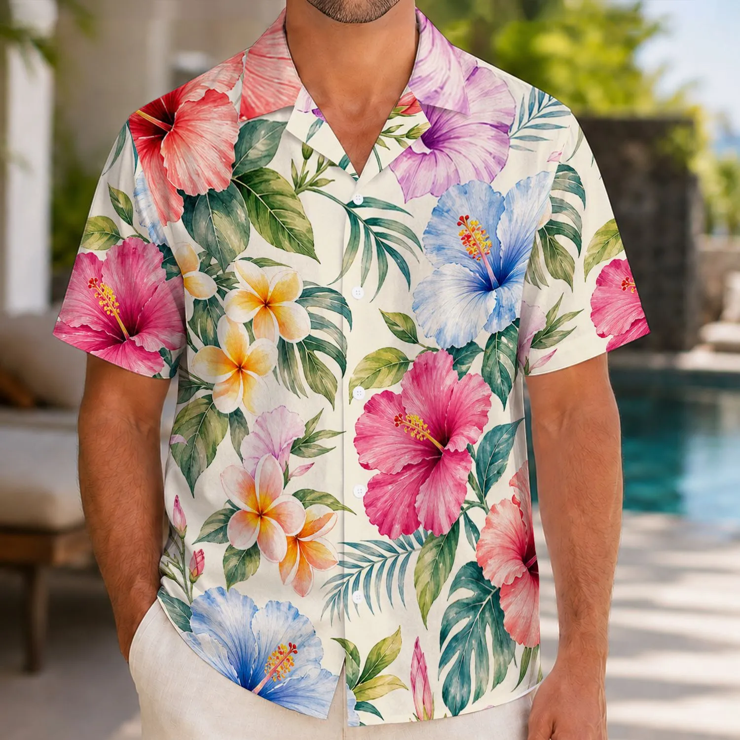 Tropical Hibiscus and Plumeria Garden for Sunny Island Getaways and Relaxed Resort Days Hawaiian Shirt - 1