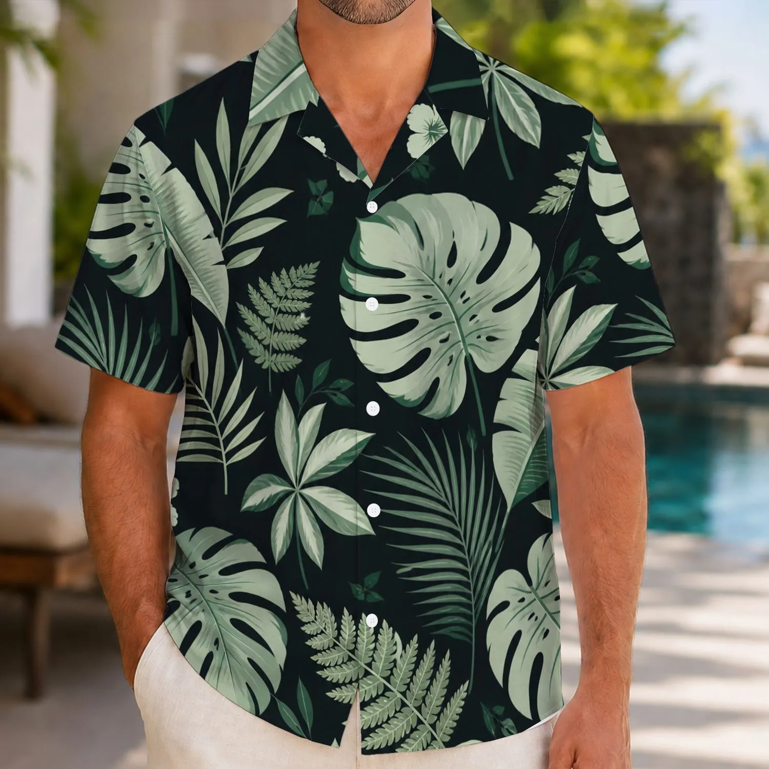 Tropical Leaf Golf Couple Outfit For Resort Fairways And Country Club Style His And Hers Hawaiian Shirt - 1