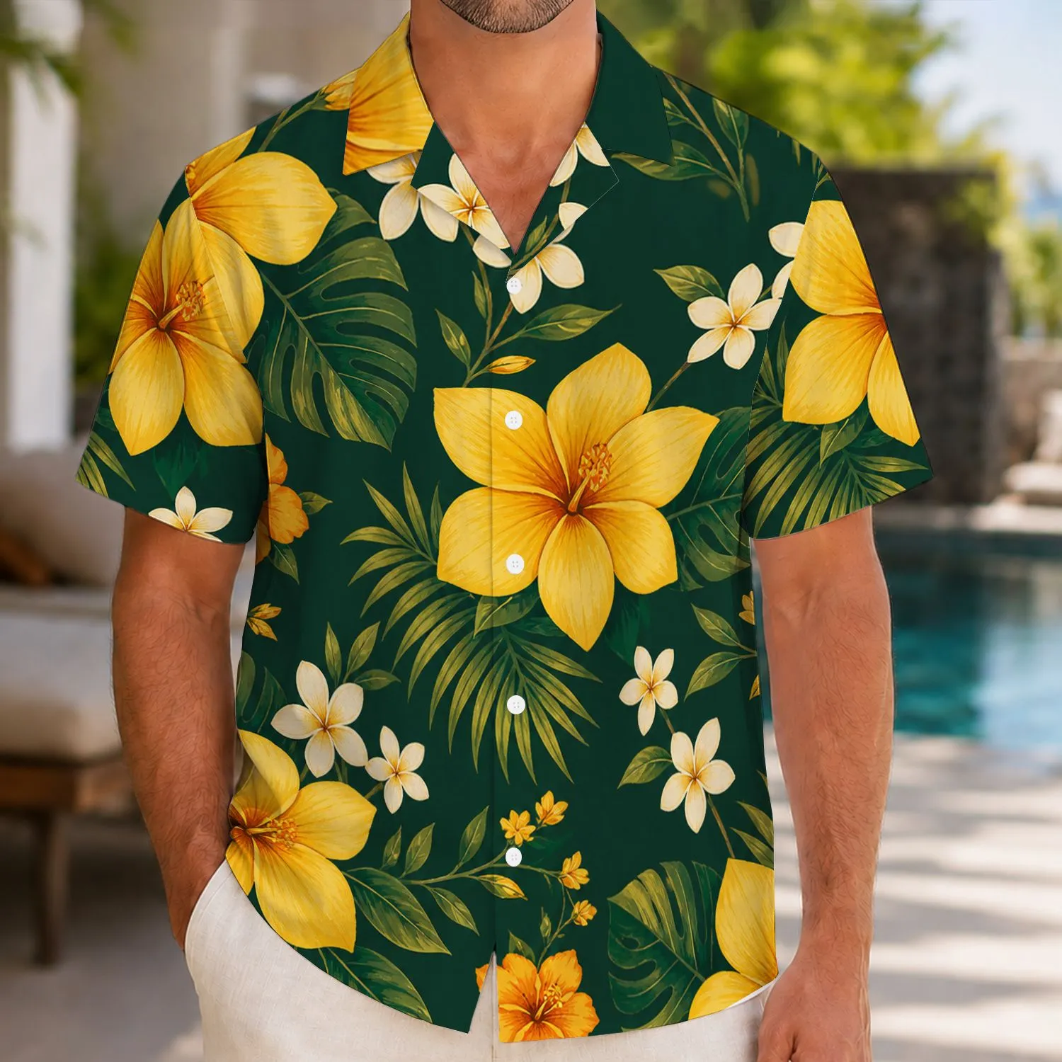 Yellow Floral Island Couple Outfit For Tropical Vacations, Resort Trips, And Gifts Hawaiian Shirt - 1