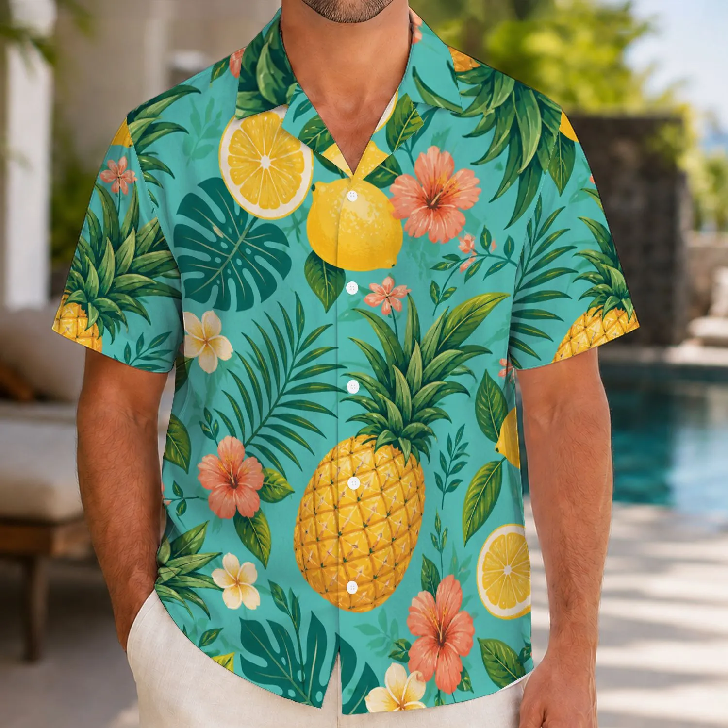 Tropical Pineapple Citrus Family Beach Holiday Gift For Parents, Kids, And Couples Hawaiian Shirt - 1
