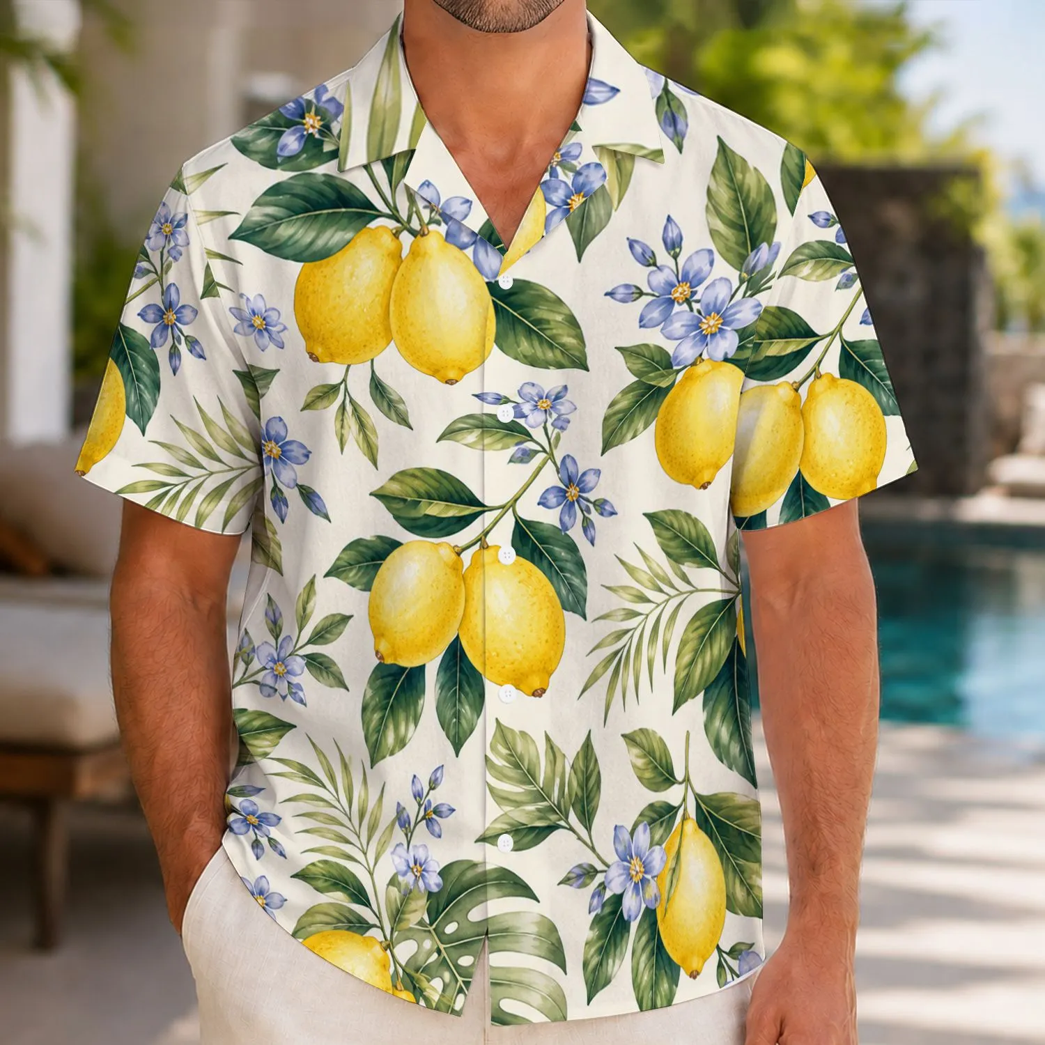 Lemon Blossom Citrus Motif for Mediterranean Getaways and Women's Vacation Wardrobes Hawaiian Shirt - 1