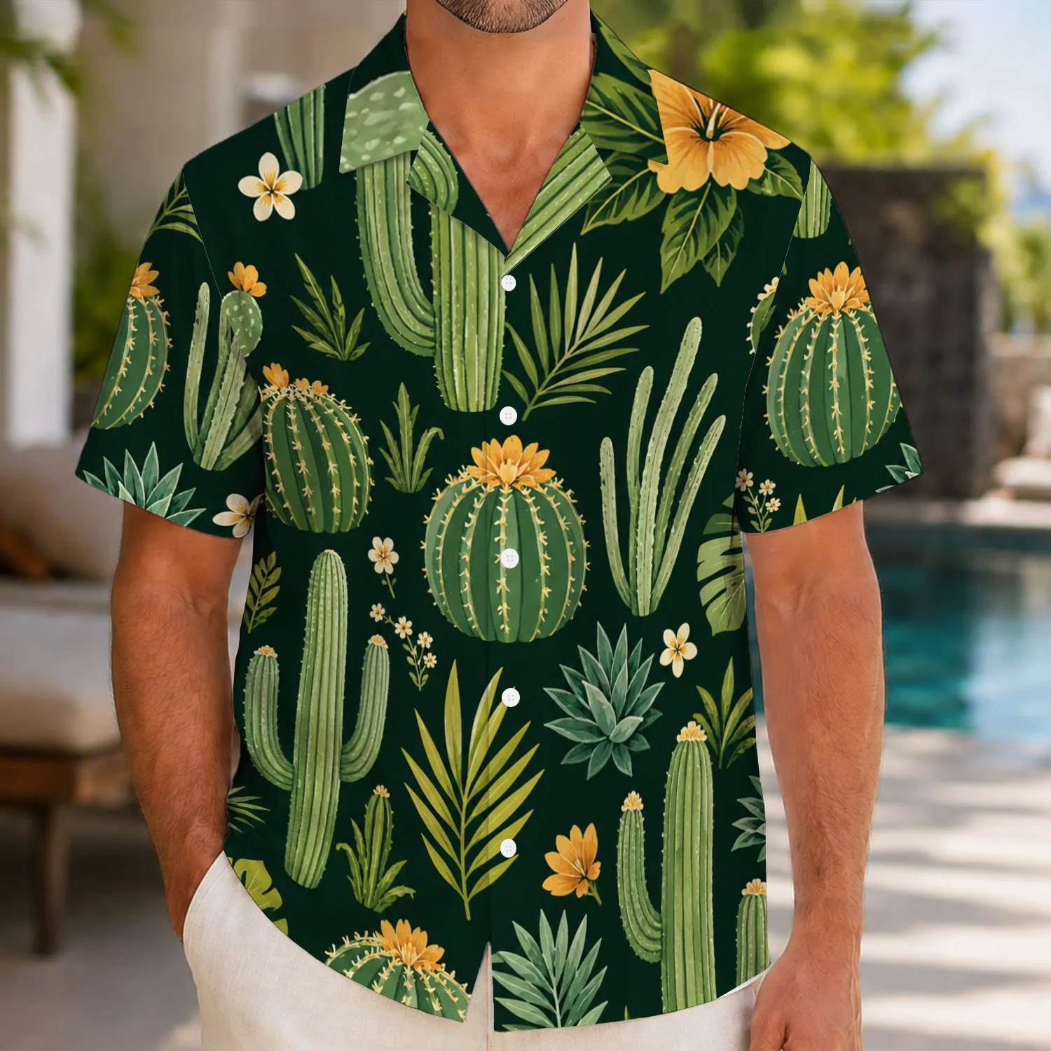 Cactus Couple Beachwear for Tropical Vacations, Poolside Escapes, and Resort Days Hawaiian Shirt - 1