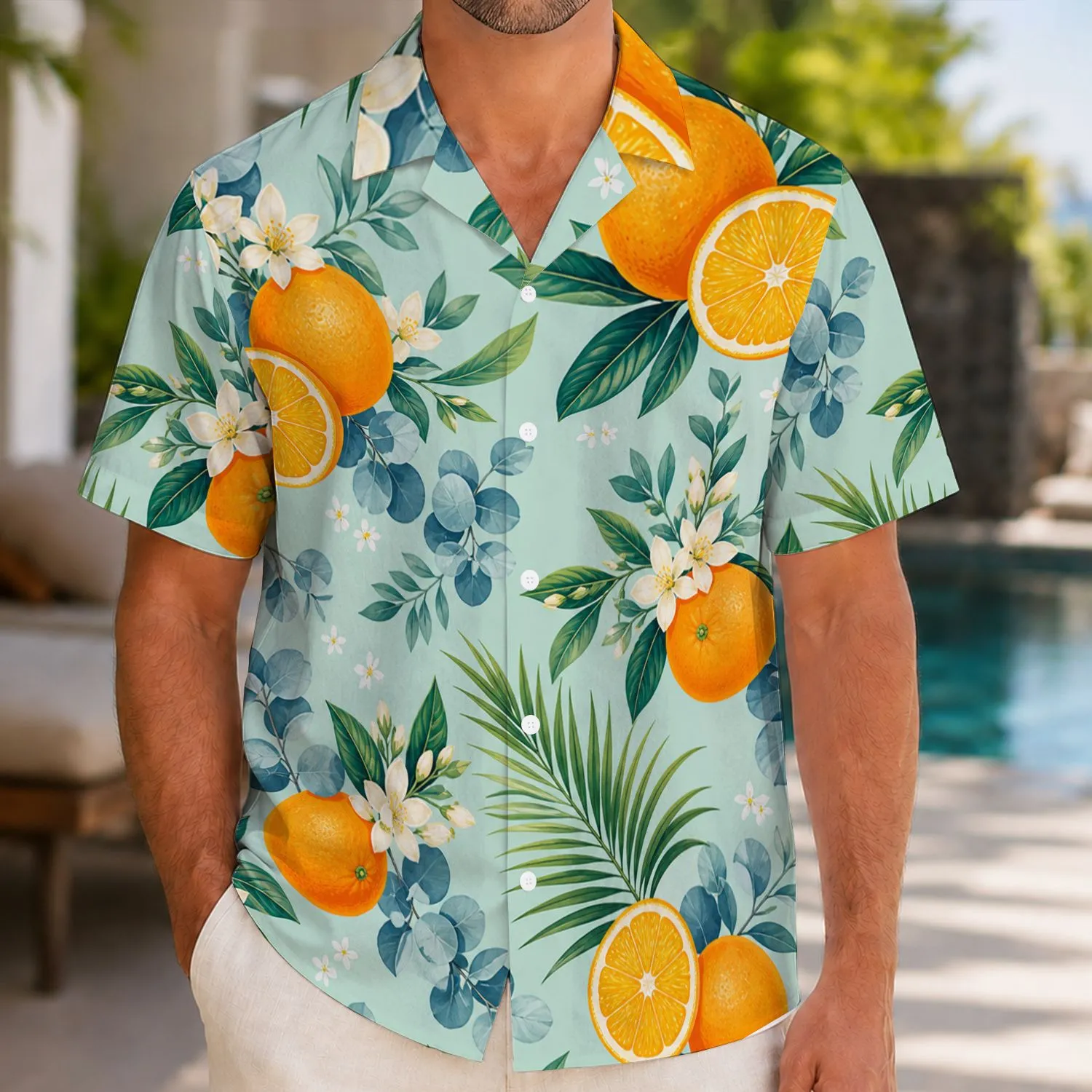 Orange Citrus Island Foliage for Tropical Vacations, Cruises, and Matching Getaways Hawaiian Shirt - 1