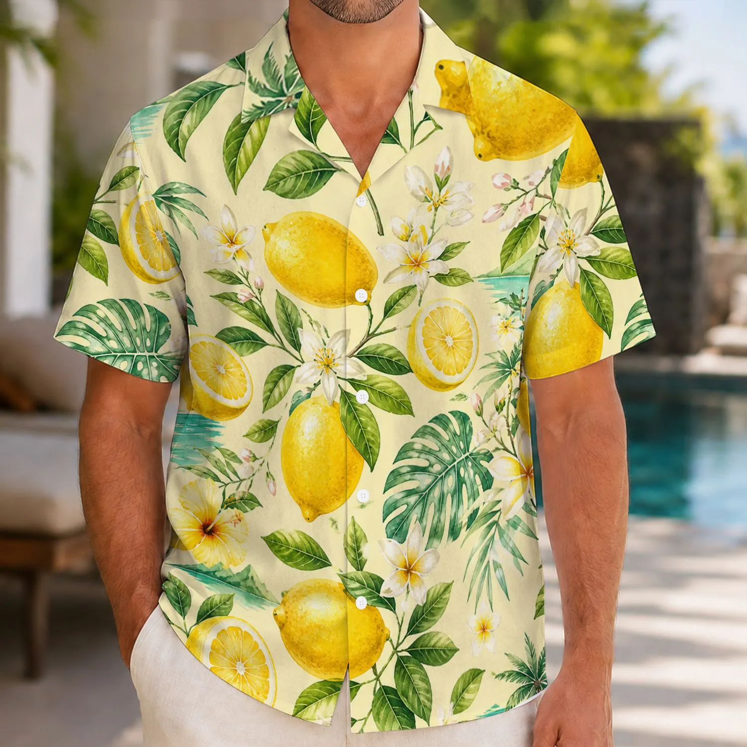 Fresh Yellow Lemon Couple Outfit for Tropical Beach Vacations and Stylish Resort Getaways Hawaiian Shirt - 1