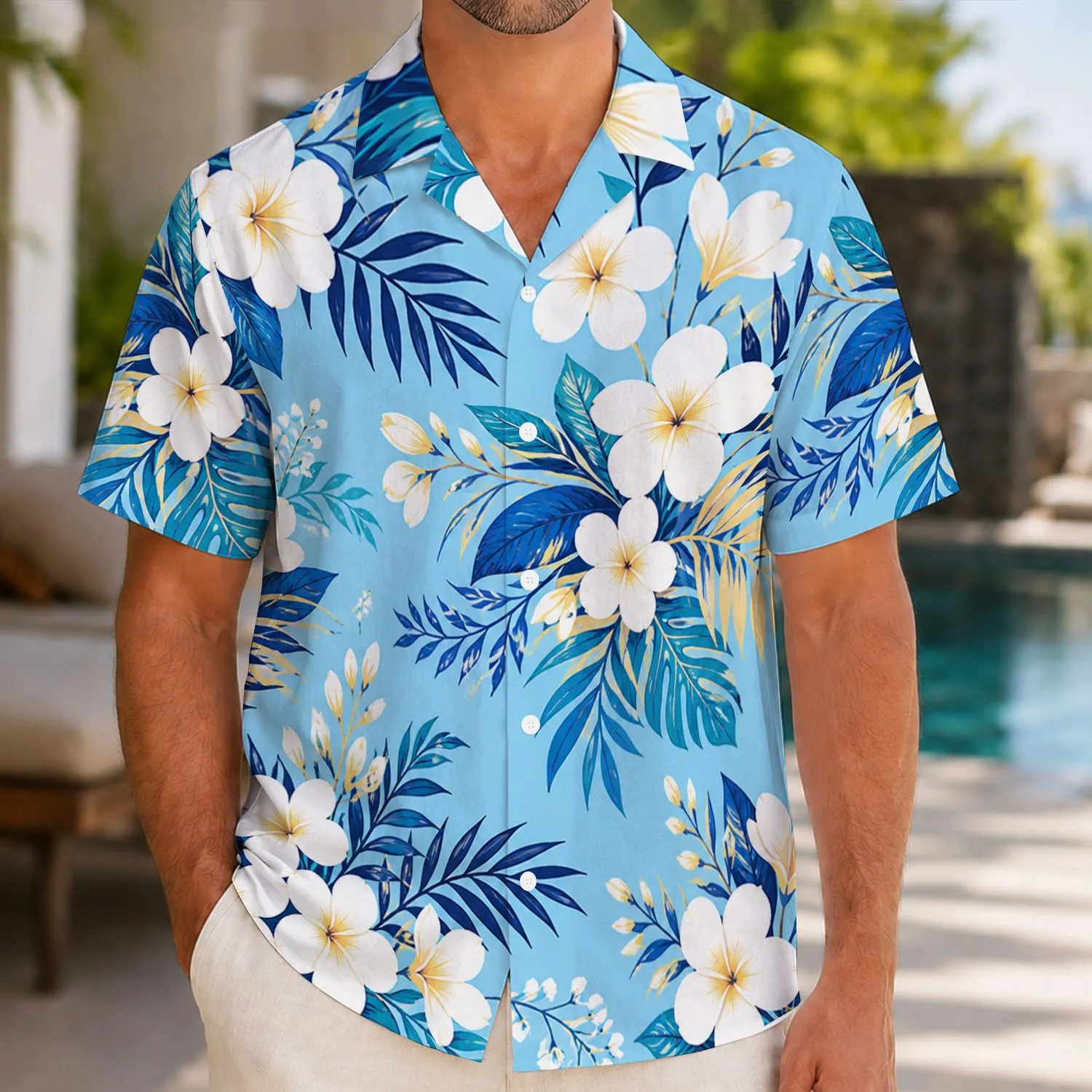 Blue Tropical Florals For Beach Getaways And Resort Days For Couples And Friends Hawaiian Shirt - 1