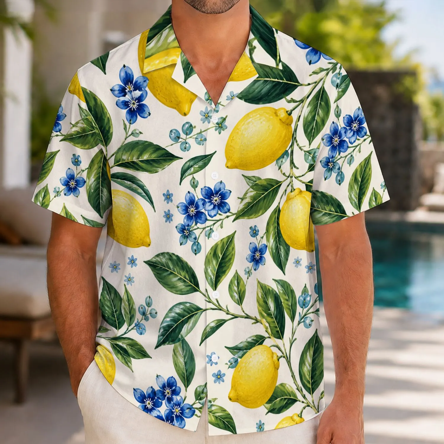 Italian Lemon Couple Style for Mediterranean Summer Vacations and Resort Getaways Hawaiian Shirt - 1