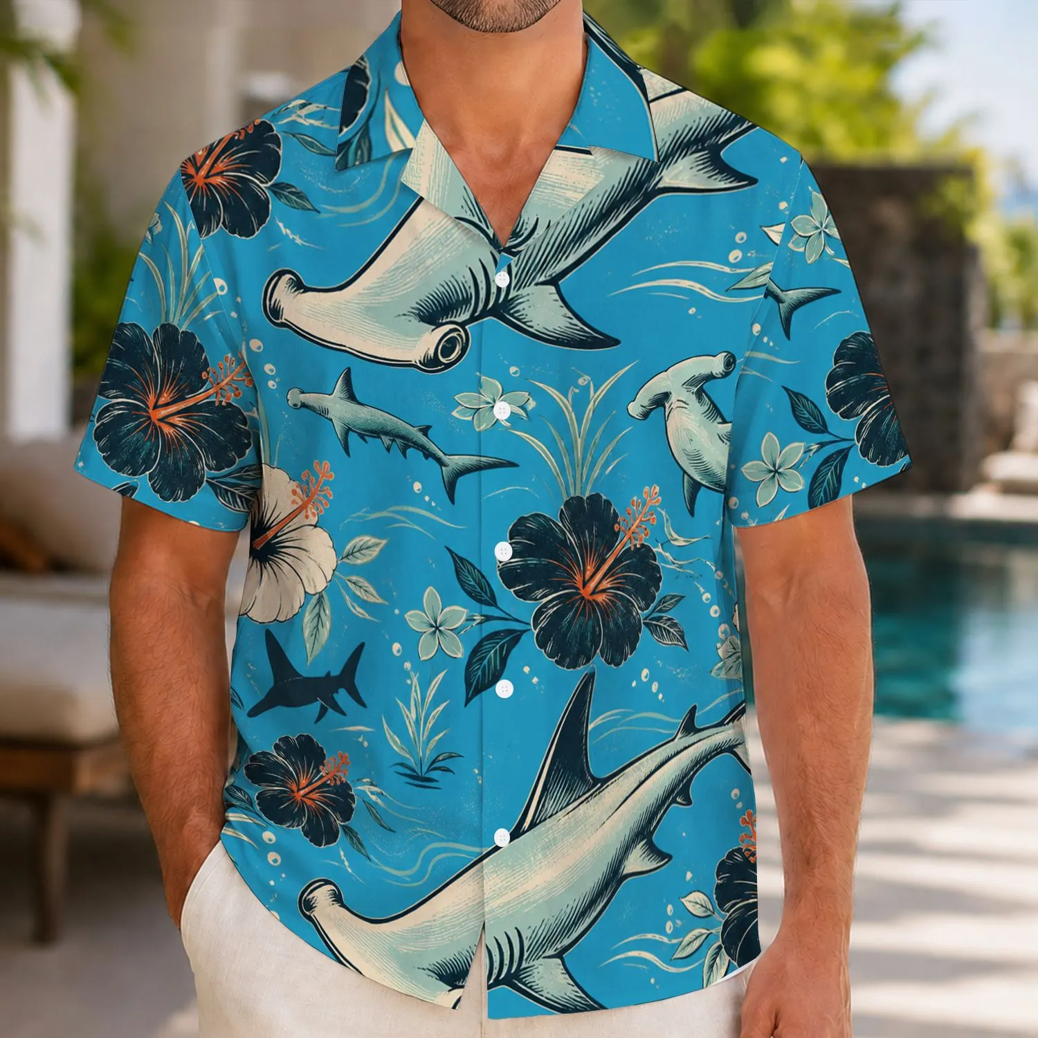 Hammerhead Shark Ocean Life Beach Vacation Gift for Sea Lovers, Divers, and Swimmers Hawaiian Shirt - 1
