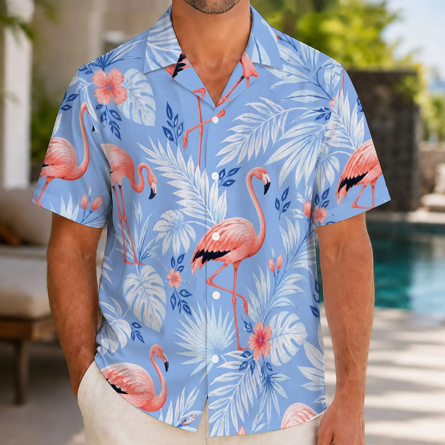 Pink Flamingo Tropical Leaves Matching Mother Son Vacation Gift for Family Getaways Hawaiian Shirt - 1