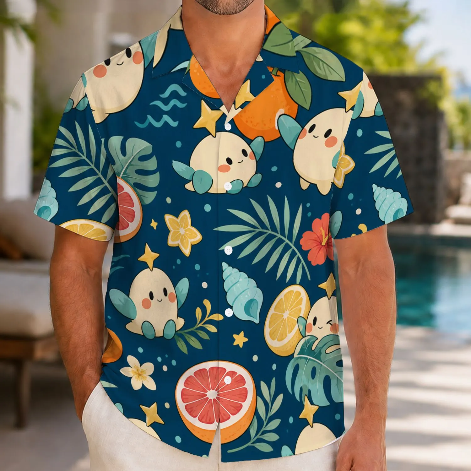 Cute Wishing Star Citrus Picnic Style for Sunny Beach Days and Summer Gift Giving Hawaiian Shirt - 1