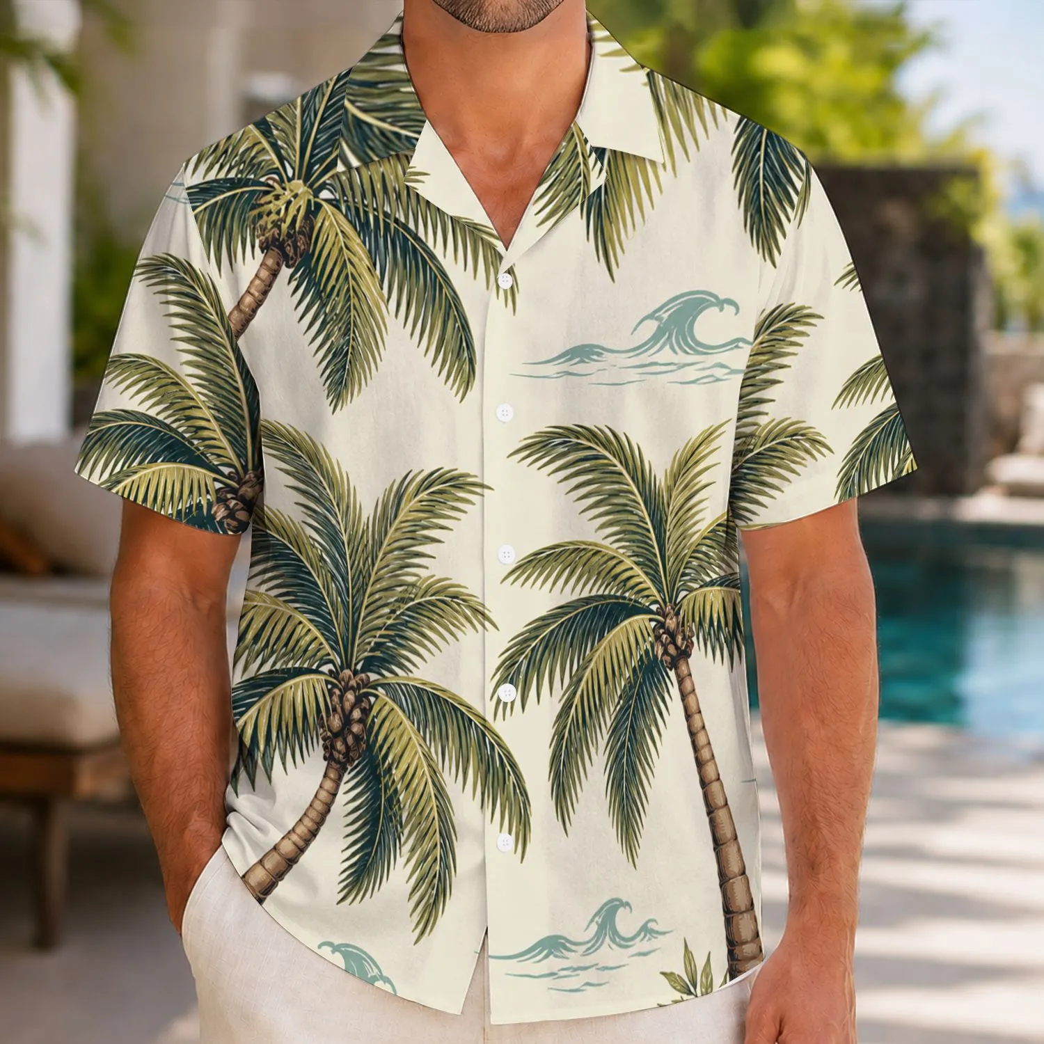 Retro Coconut Palm Trees for Beach Vacations and Island Getaways for Men and Travelers Hawaiian Shirt - 1