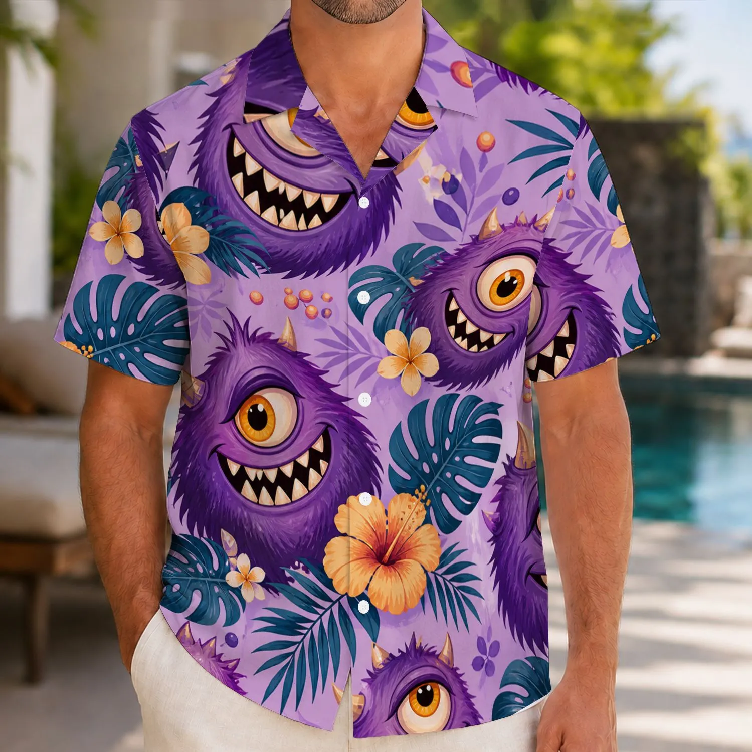 Purple Monster Eyes Adventure Gift For Tabletop RPG Fans And Fantasy Game Nights Hawaiian Shirt - 1