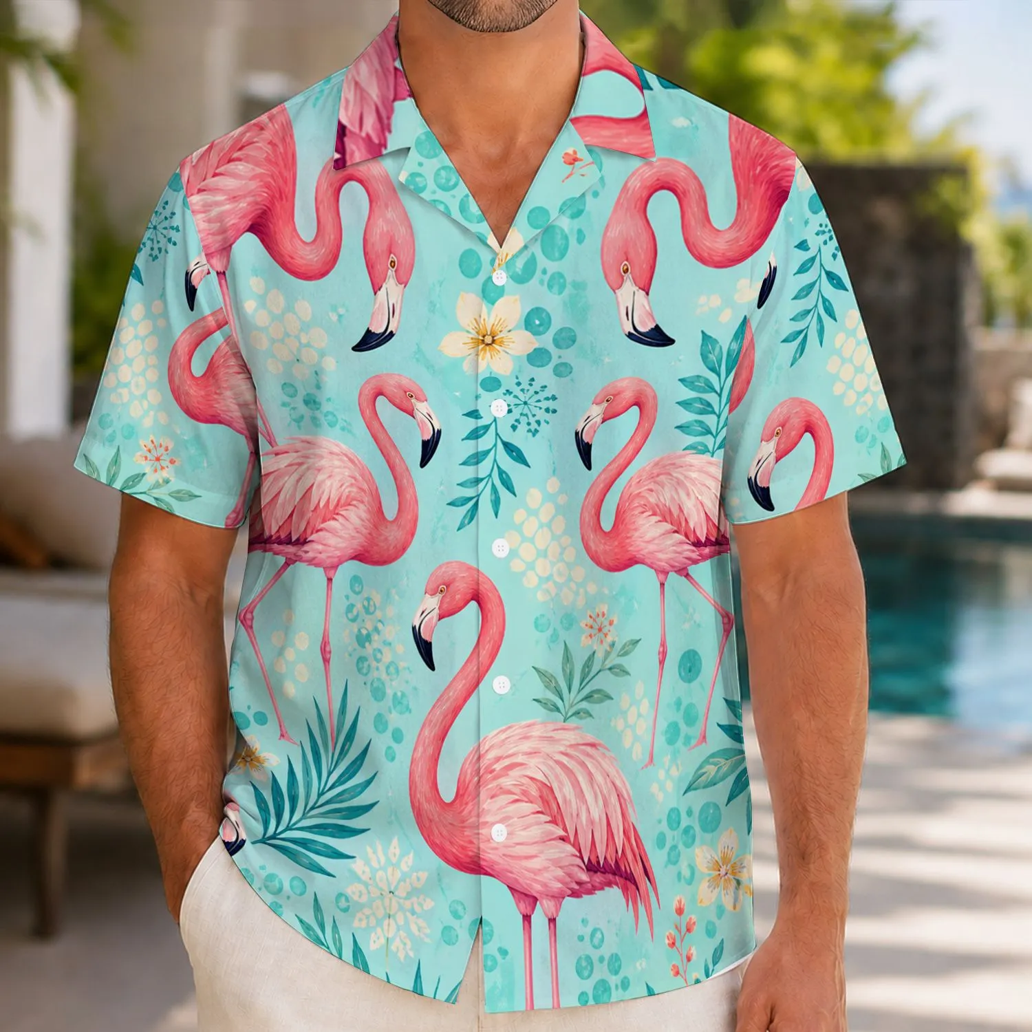Pink Flamingo Tropical Beach Escape Gift for Vacation Travelers and Island Lovers Hawaiian Shirt - 1