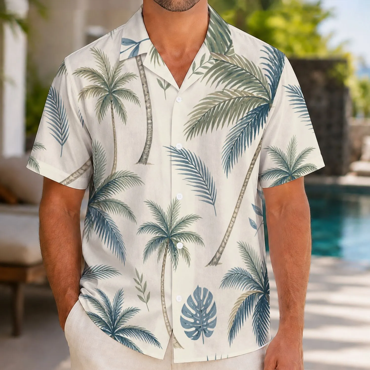 Blue Palm Trees Resort Vacation Wear for Coastal Getaways and Island Lovers Hawaiian Shirt - 1