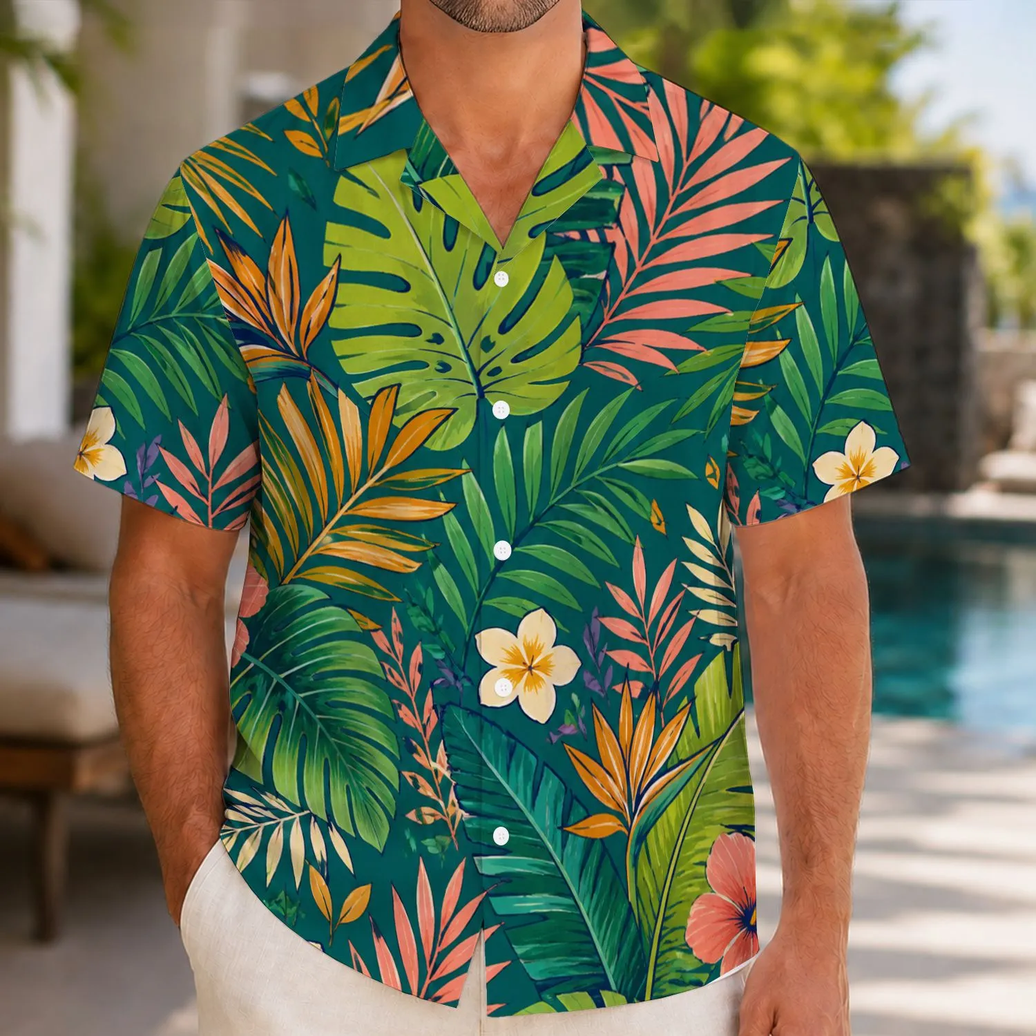 Colorful Tropical Palm Fronds For Island Vacations, Resort Getaways, And Beach Days Hawaiian Shirt - 1