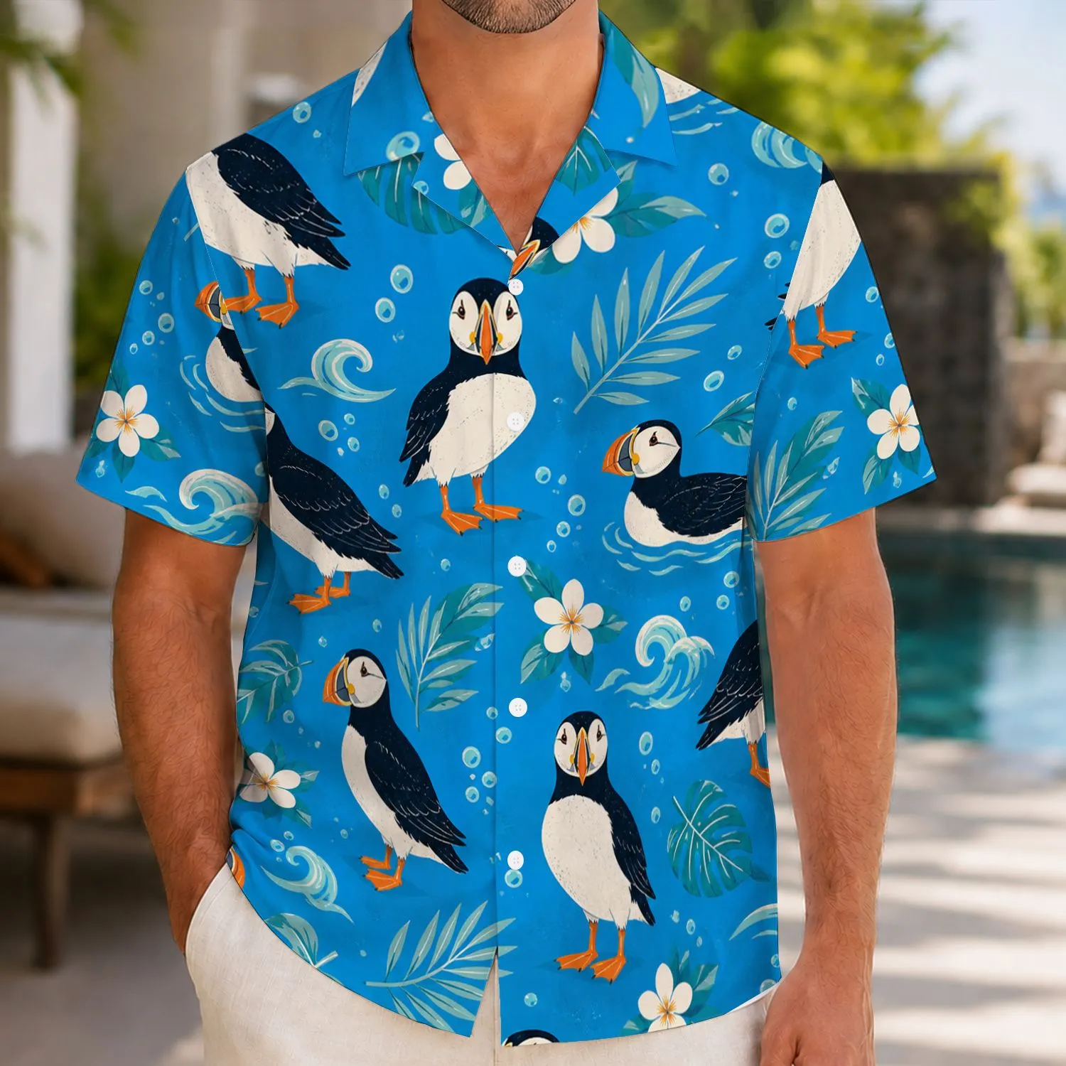 Puffin Beach Vacation Outfits for Families and Couples on Summer Seaside Getaways Hawaiian Shirt - 1