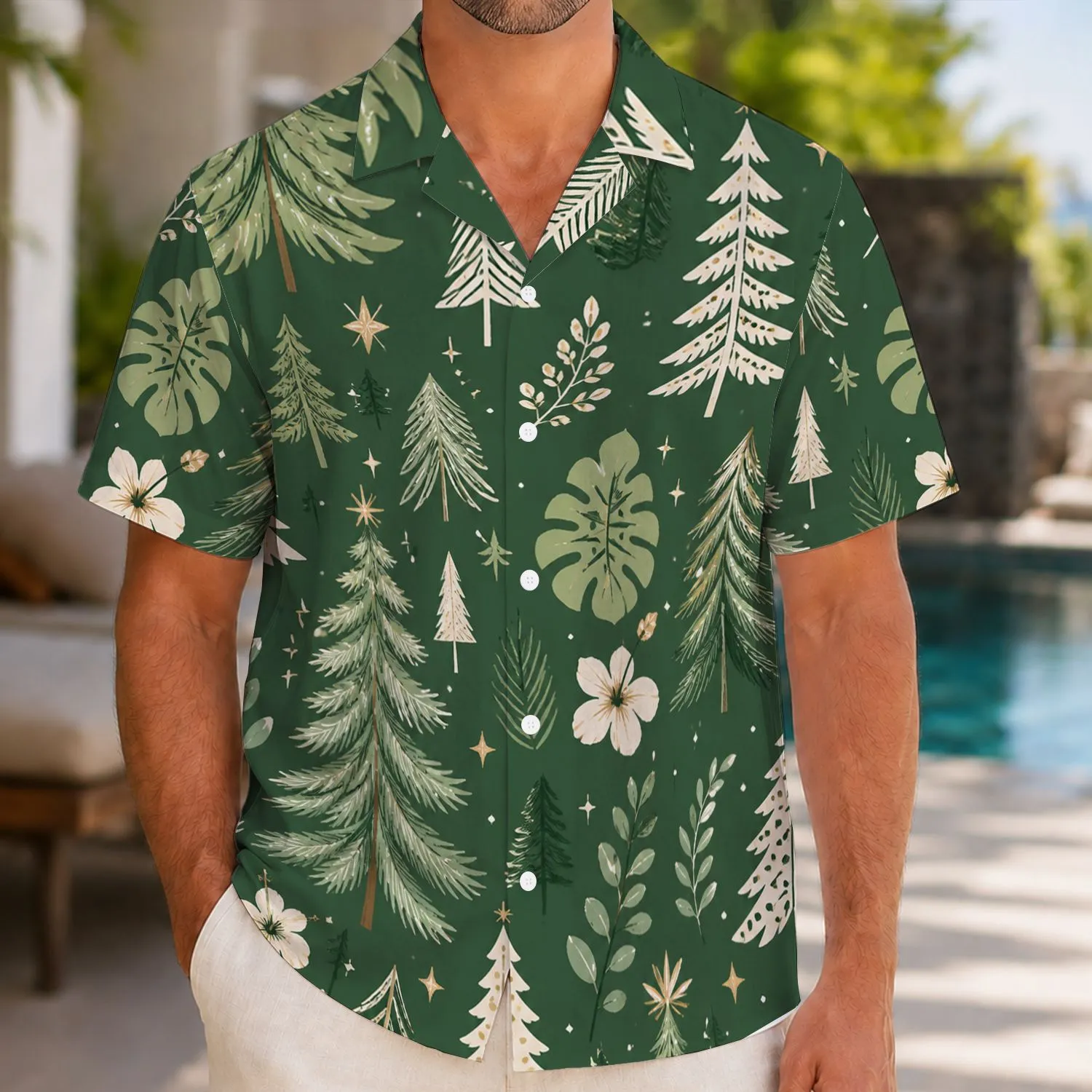 Evergreen Christmas Tree Holiday Gift For Matching Dad And Son Family Celebrations Hawaiian Shirt - 1