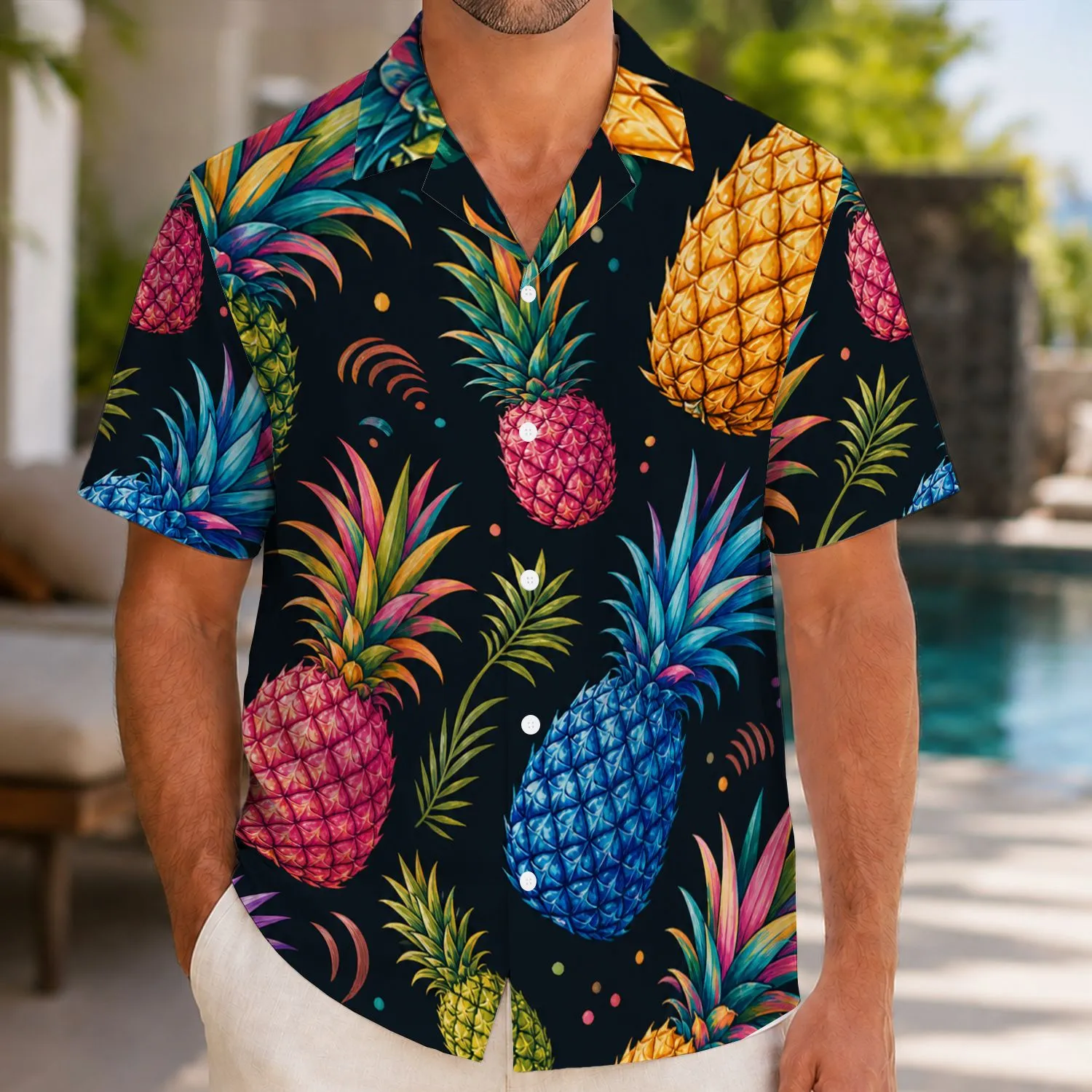 Colorful Pineapple Party for Beach Vacations and Resort Weekends for Men and Couples Hawaiian Shirt - 1
