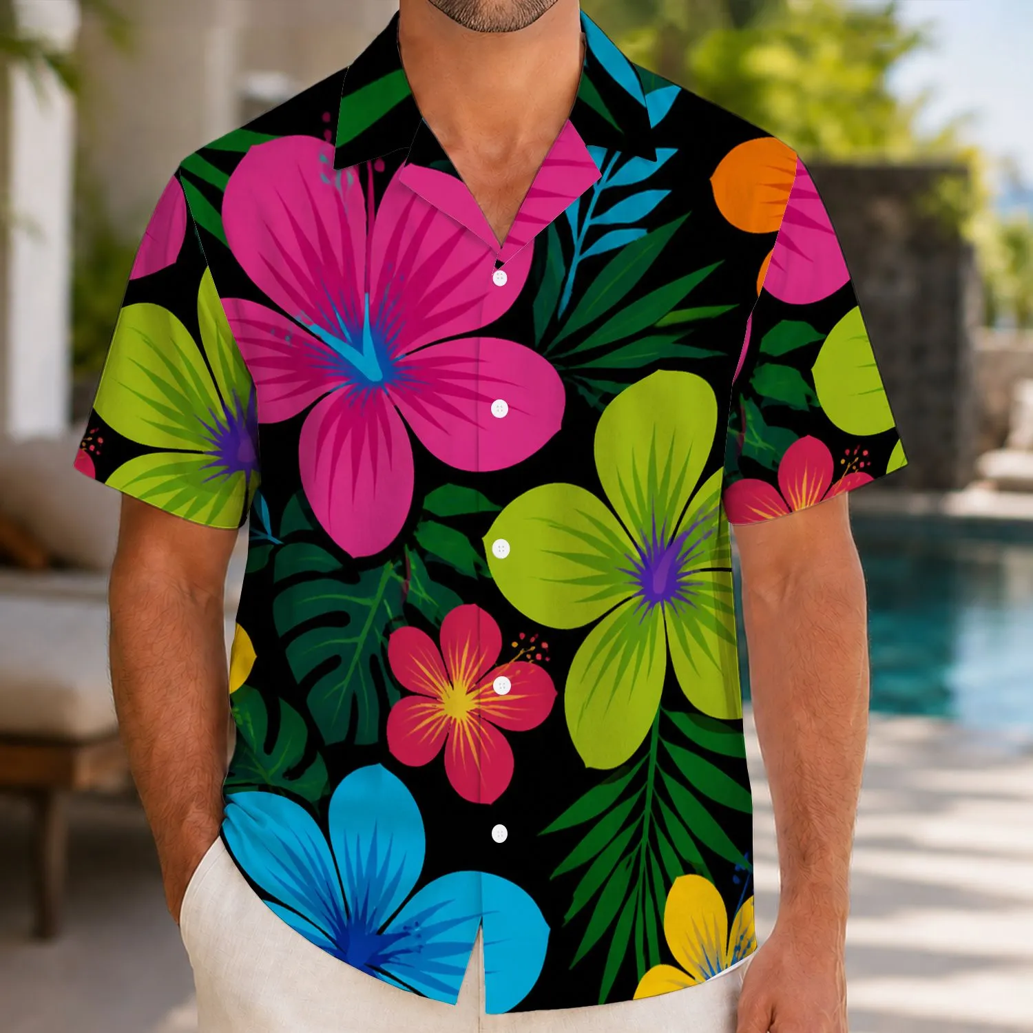 Colorful Tropical Flower Bouquet for Summer Vacations and Resort Gatherings for Men Hawaiian Shirt - 1