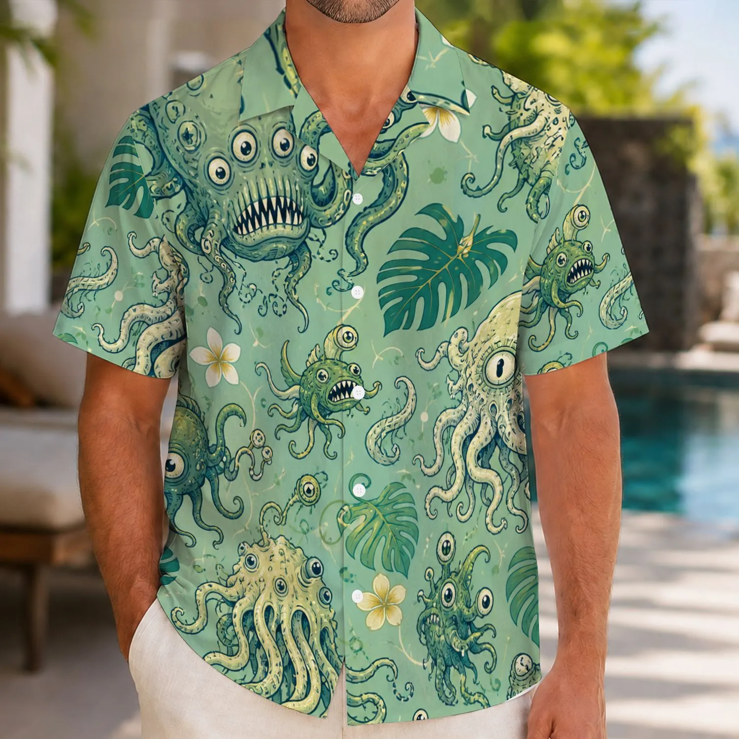 Eldritch Tentacle Creatures for Fantasy Conventions, RPG Adventures, and Cosplay Hawaiian Shirt - 1