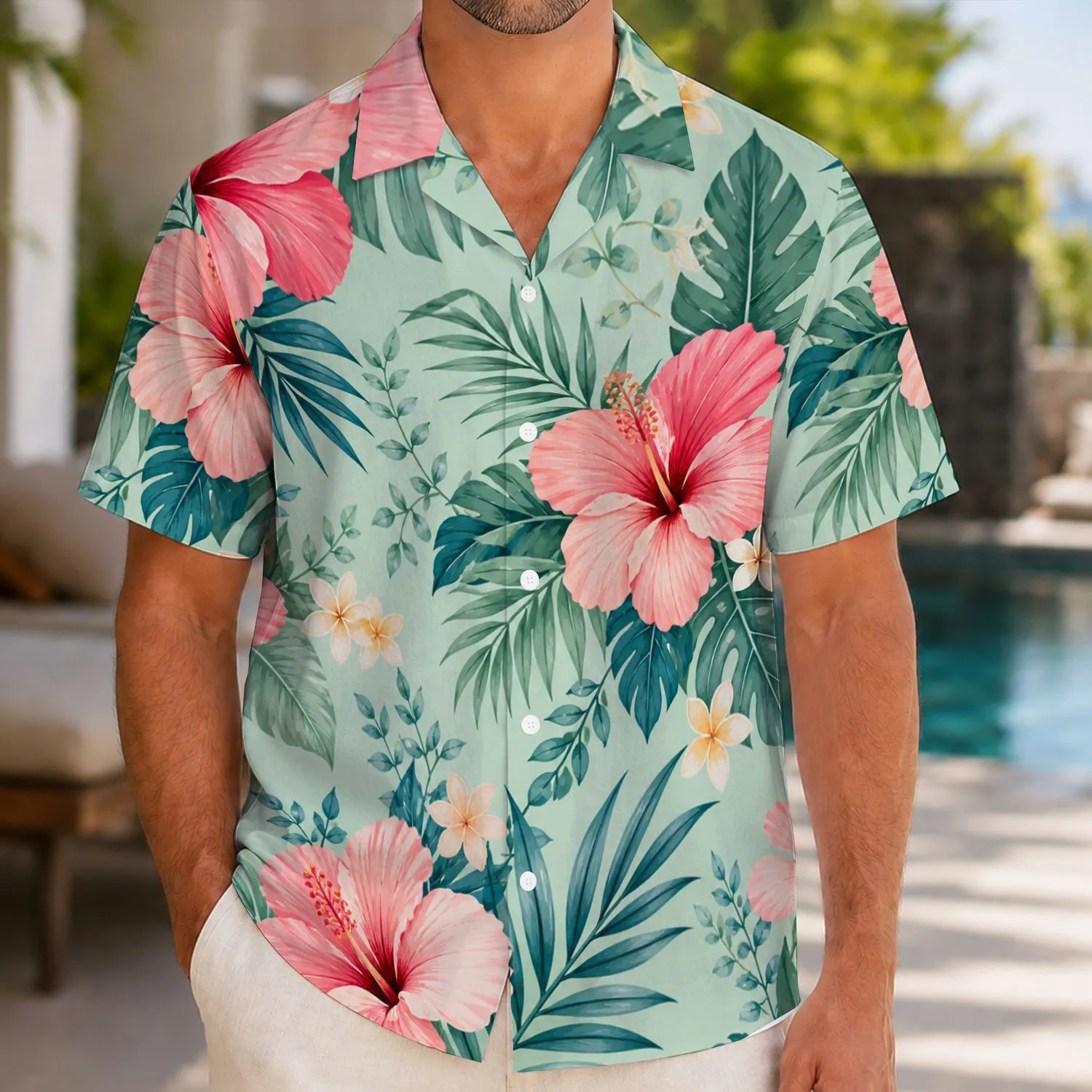 Pink Hibiscus Couple Floral Resort Style For Golf Vacations And Island Getaways Hawaiian Shirt - 1