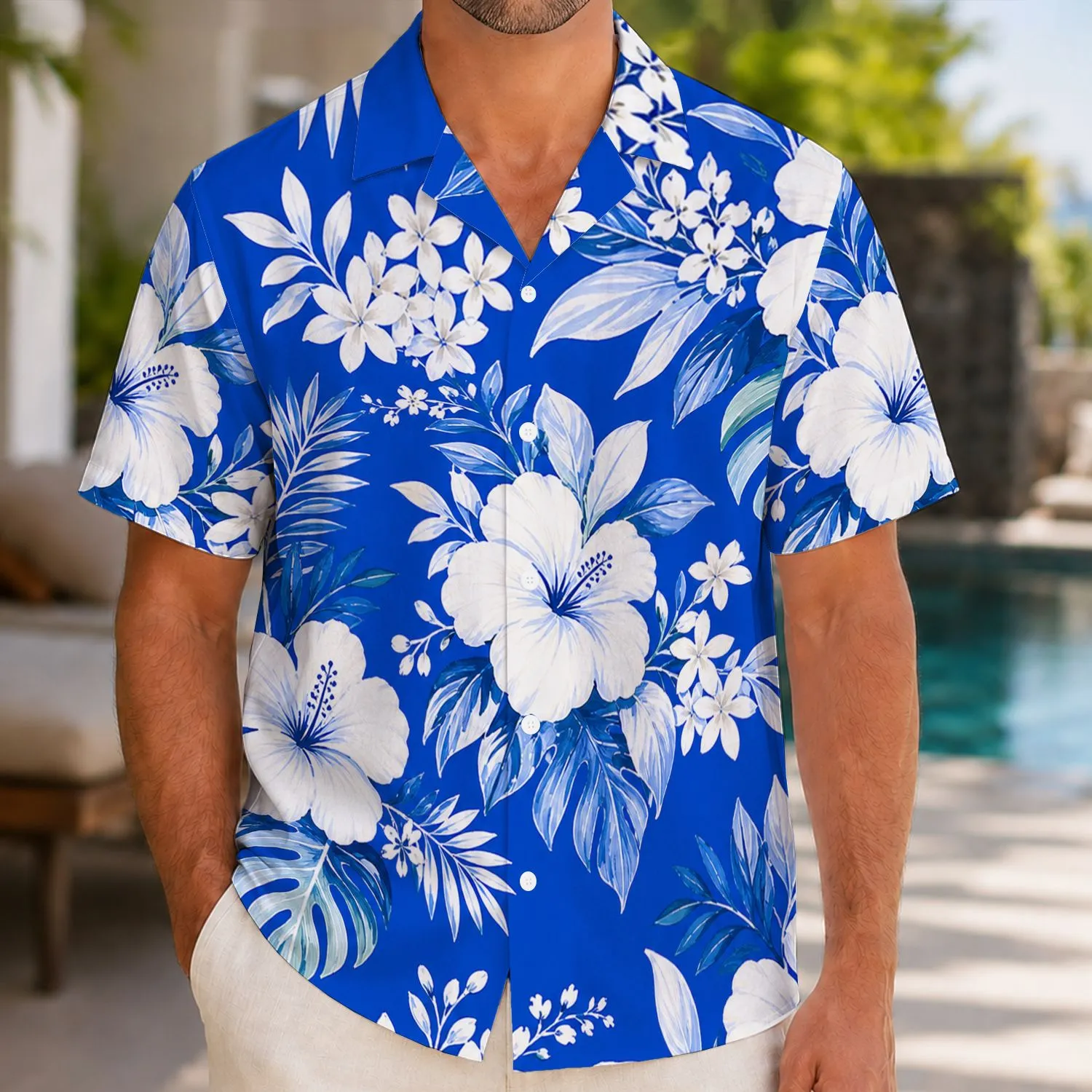 Blue Tropical Floral Family Matching Cruise Vacation Outfits For Parents And Kids Hawaiian Shirt - 1