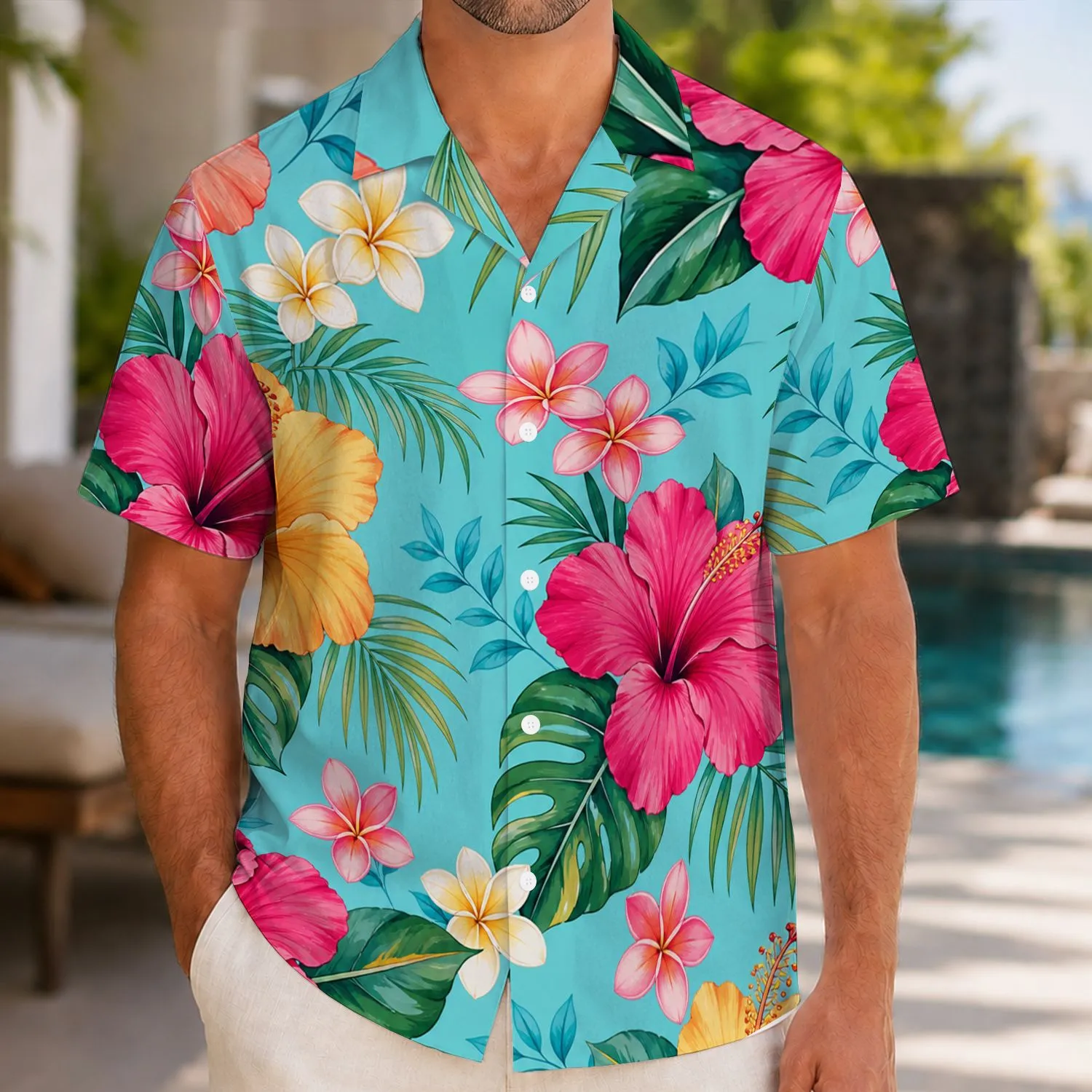 Colorful Hibiscus And Plumeria Flowers For Tropical Beach Vacations And Couples Getaways Hawaiian Shirt - 1