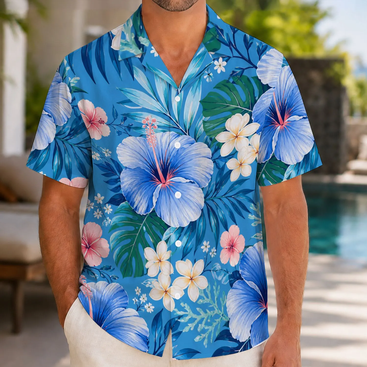 Blue Hibiscus Family Beach Vacation Matching Floral Look for Women, Men, Boys, and Girls Hawaiian Shirt - 1